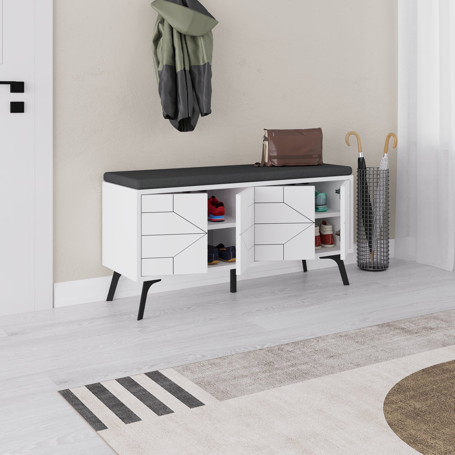 Mourah Dune Bench & Shoe Cabinet - 8 Pairs - 2 Years Warranty
