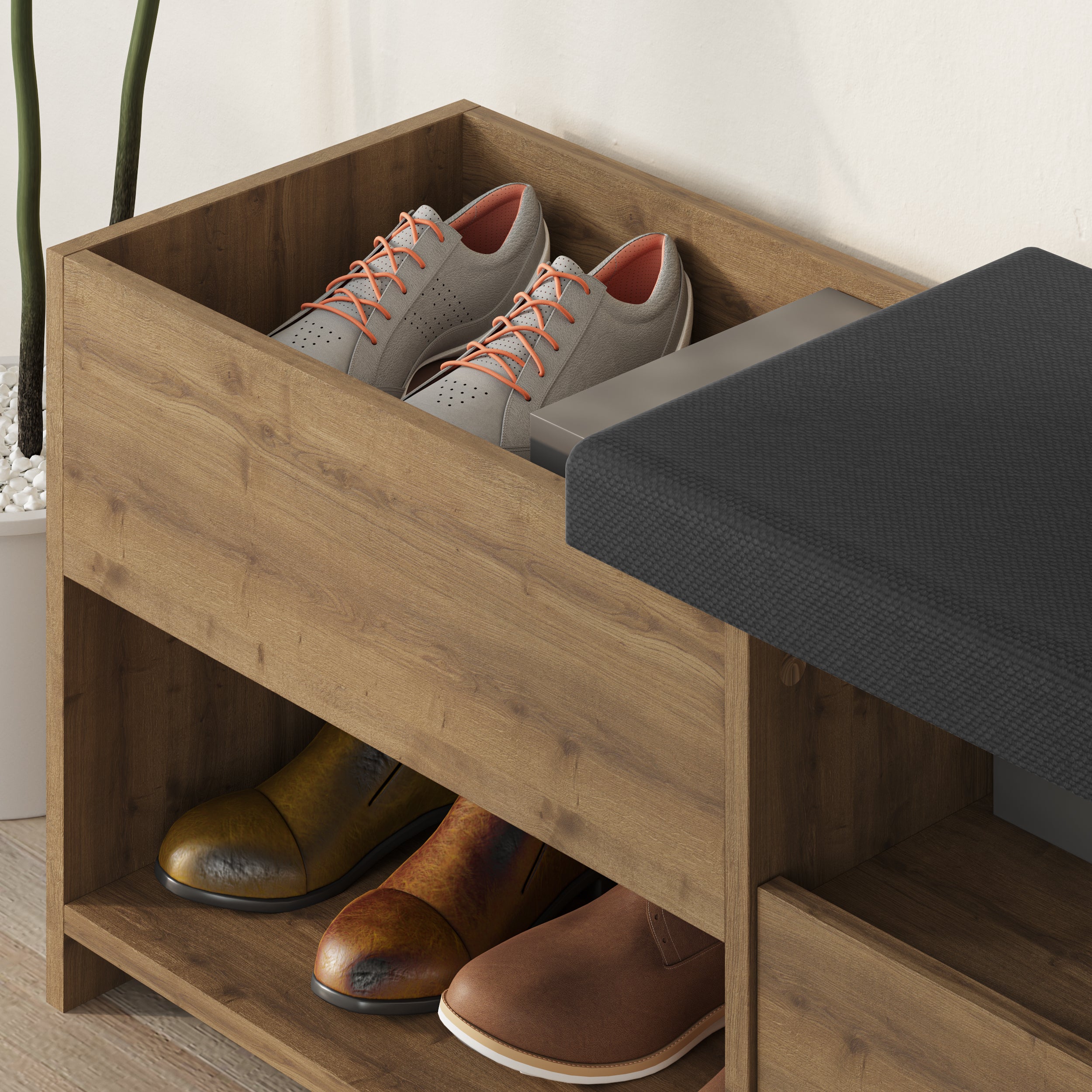 Mourah Filux Bench & Shoe Cabinet - 8 Pairs - 2 Years Warranty