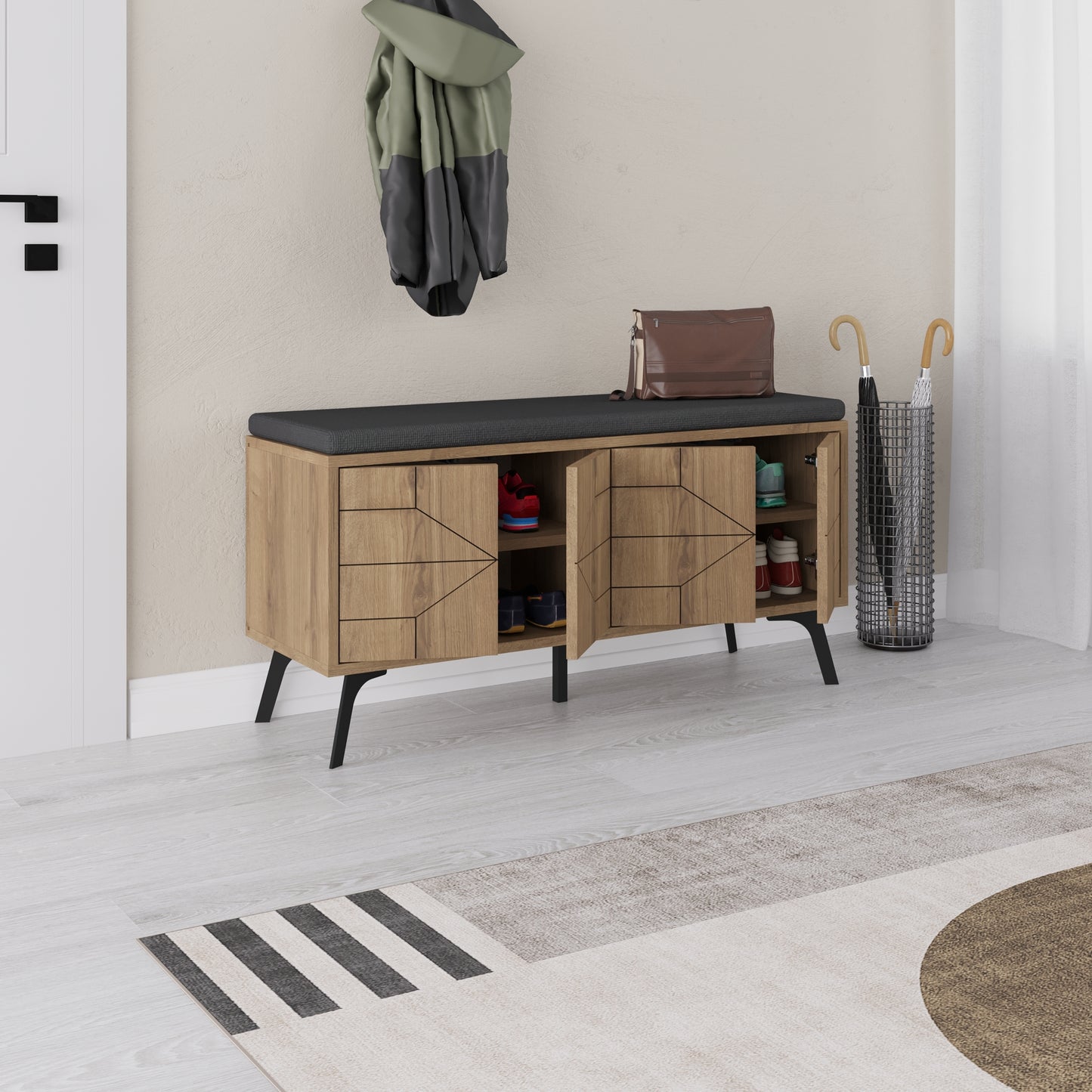 Mourah Dune Bench & Shoe Cabinet - 8 Pairs - 2 Years Warranty