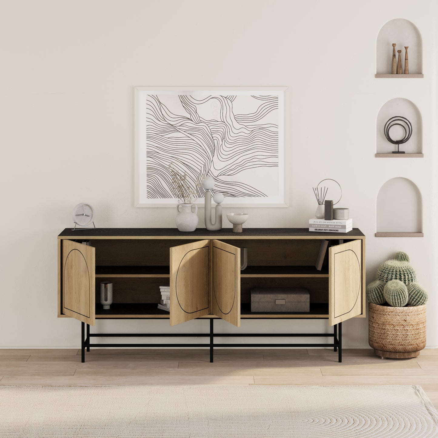Joji Console Silky Black/ Oak