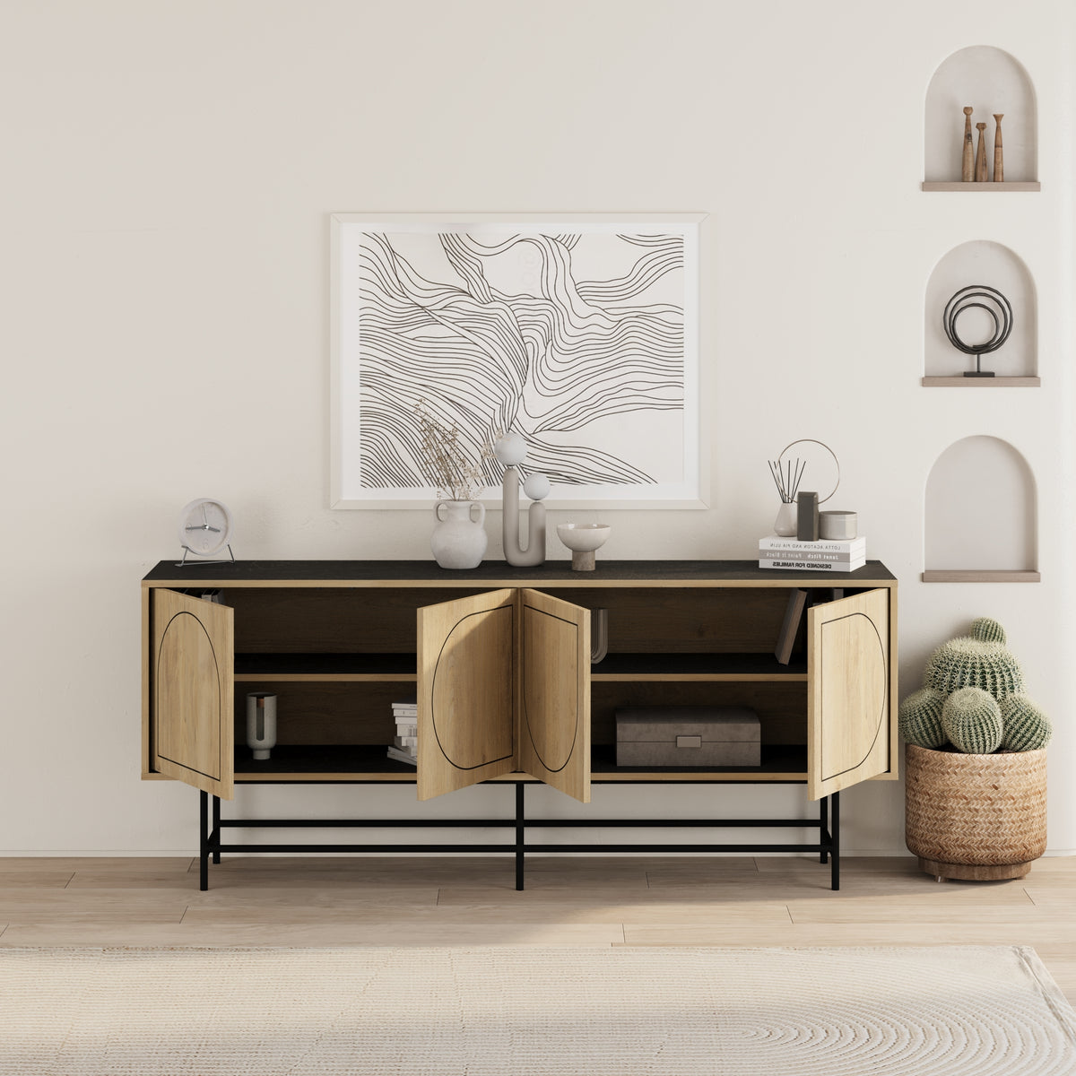 Joji Console Silky Black/ Oak