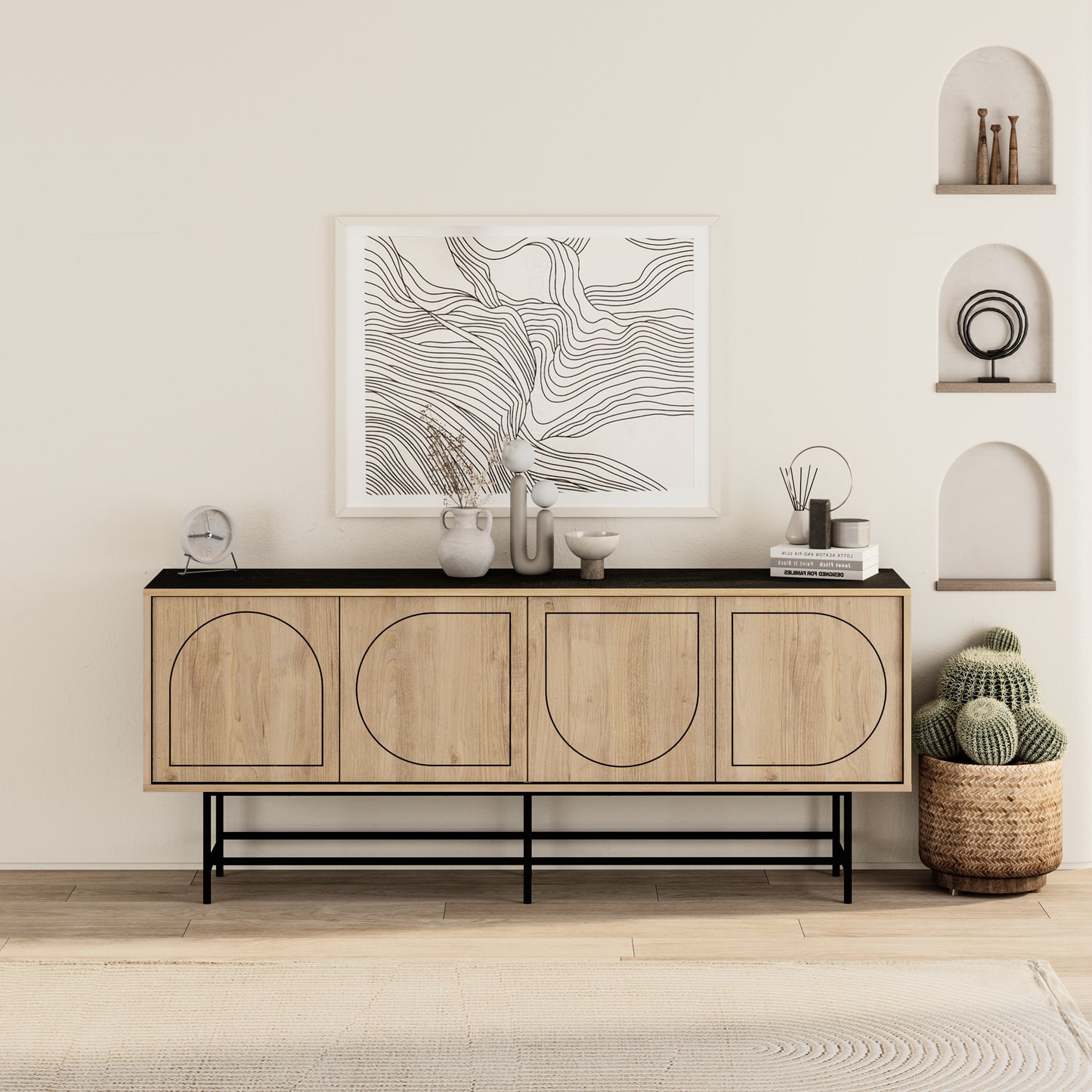 Joji Console Silky Black/ Oak