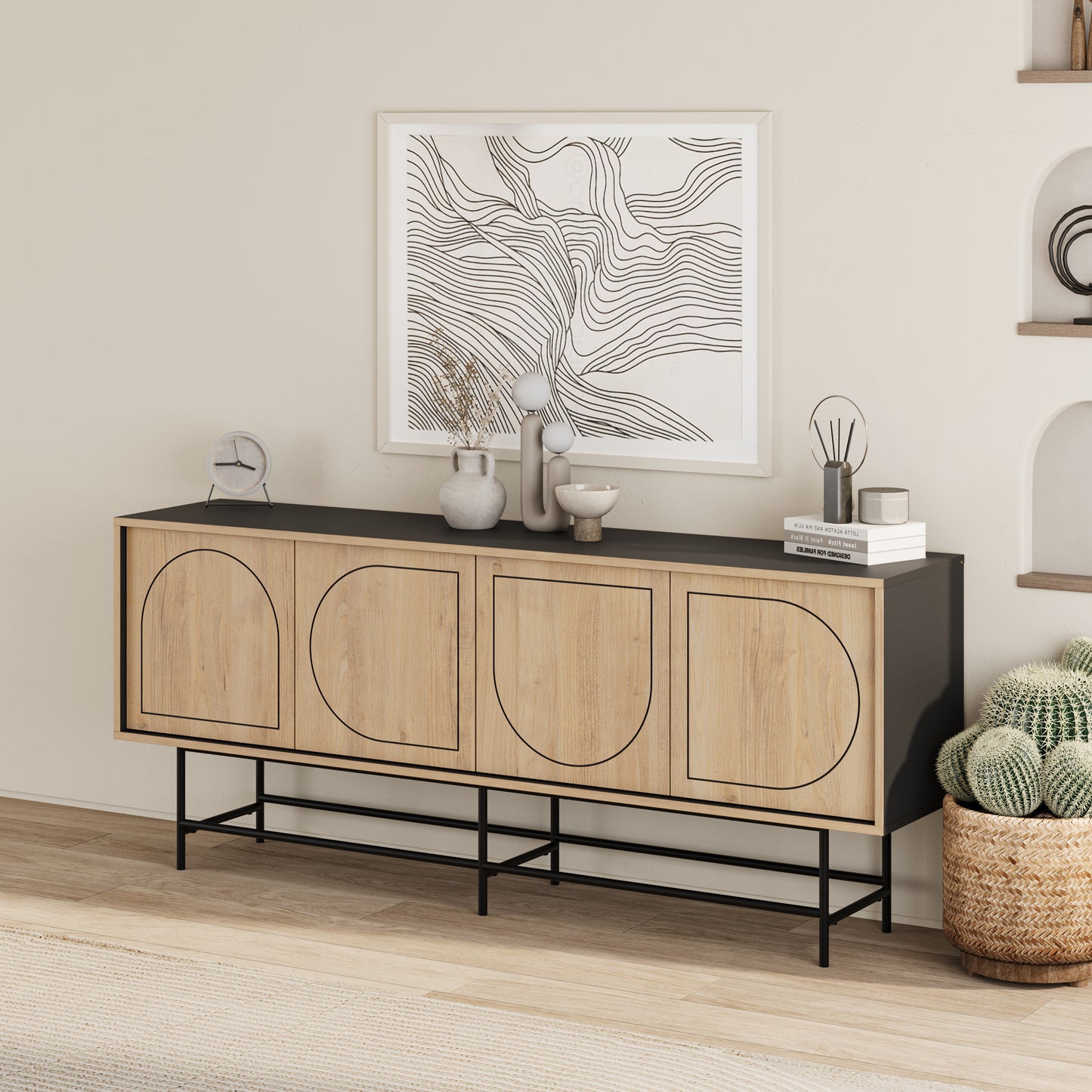 Joji Console Silky Black/ Oak