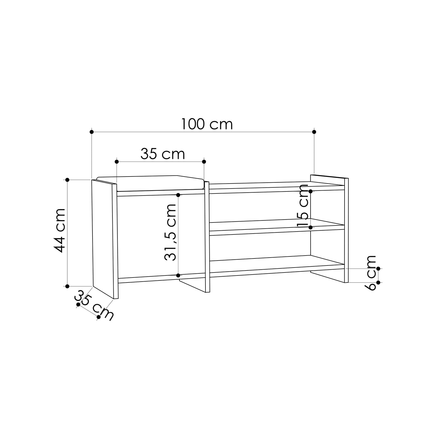 Mourah Sunno Bench & Shoe Cabinet - 8 Pairs - 2 Years Warranty
