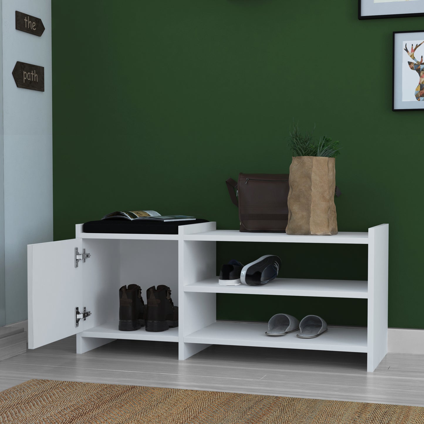 Mourah Sunno Bench & Shoe Cabinet - 8 Pairs - 2 Years Warranty