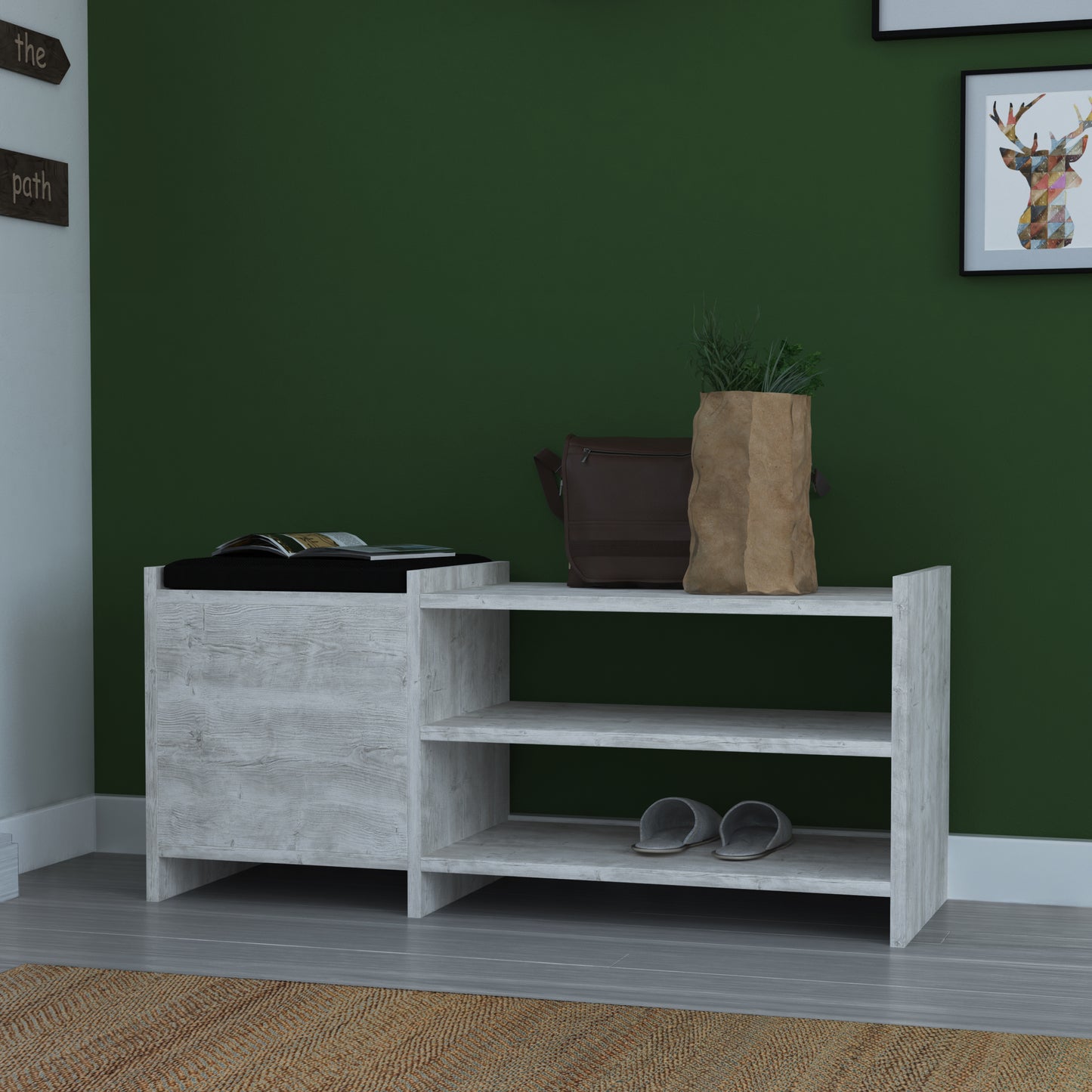 Mourah Sunno Bench & Shoe Cabinet - 8 Pairs - 2 Years Warranty