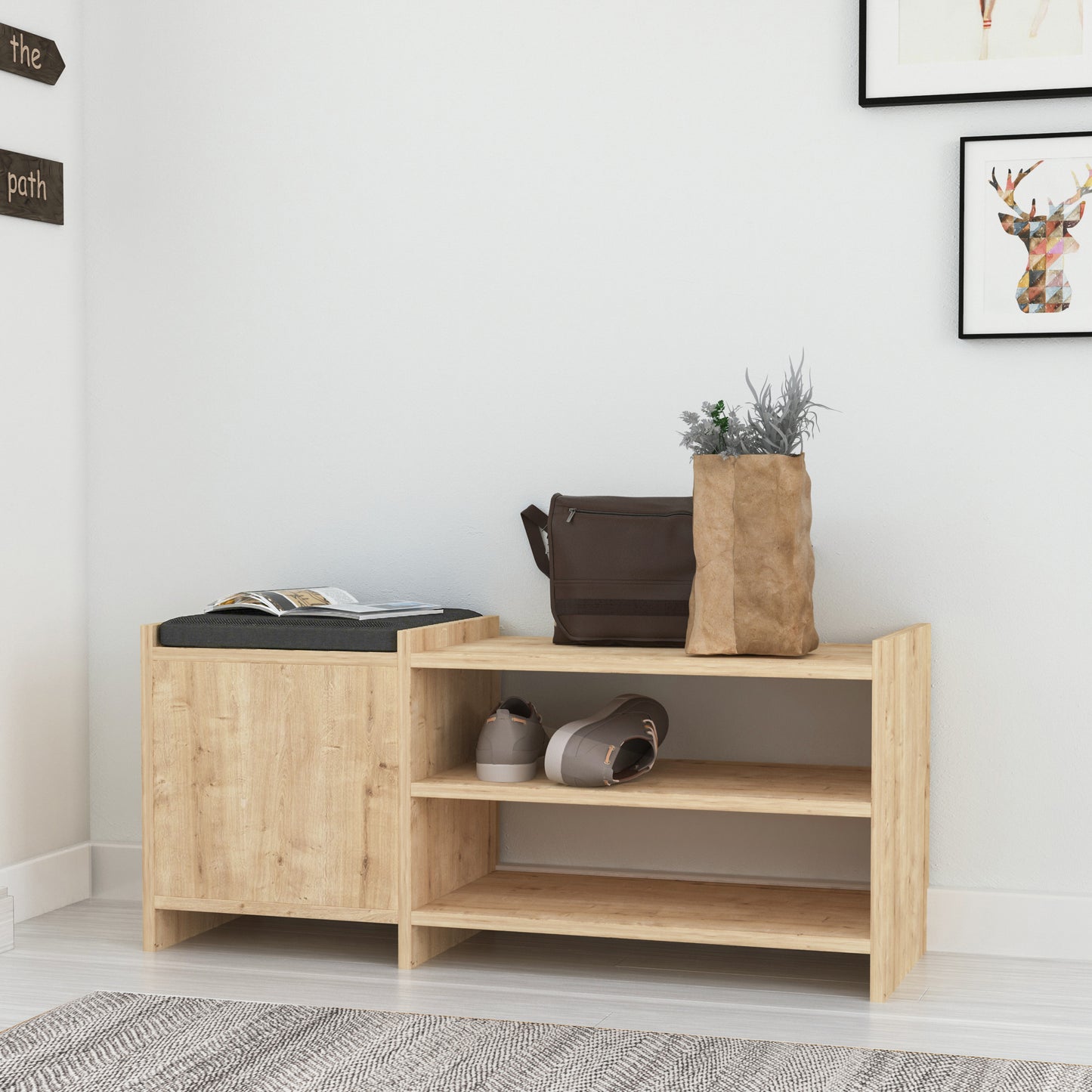 Mourah Sunno Bench & Shoe Cabinet - 8 Pairs - 2 Years Warranty