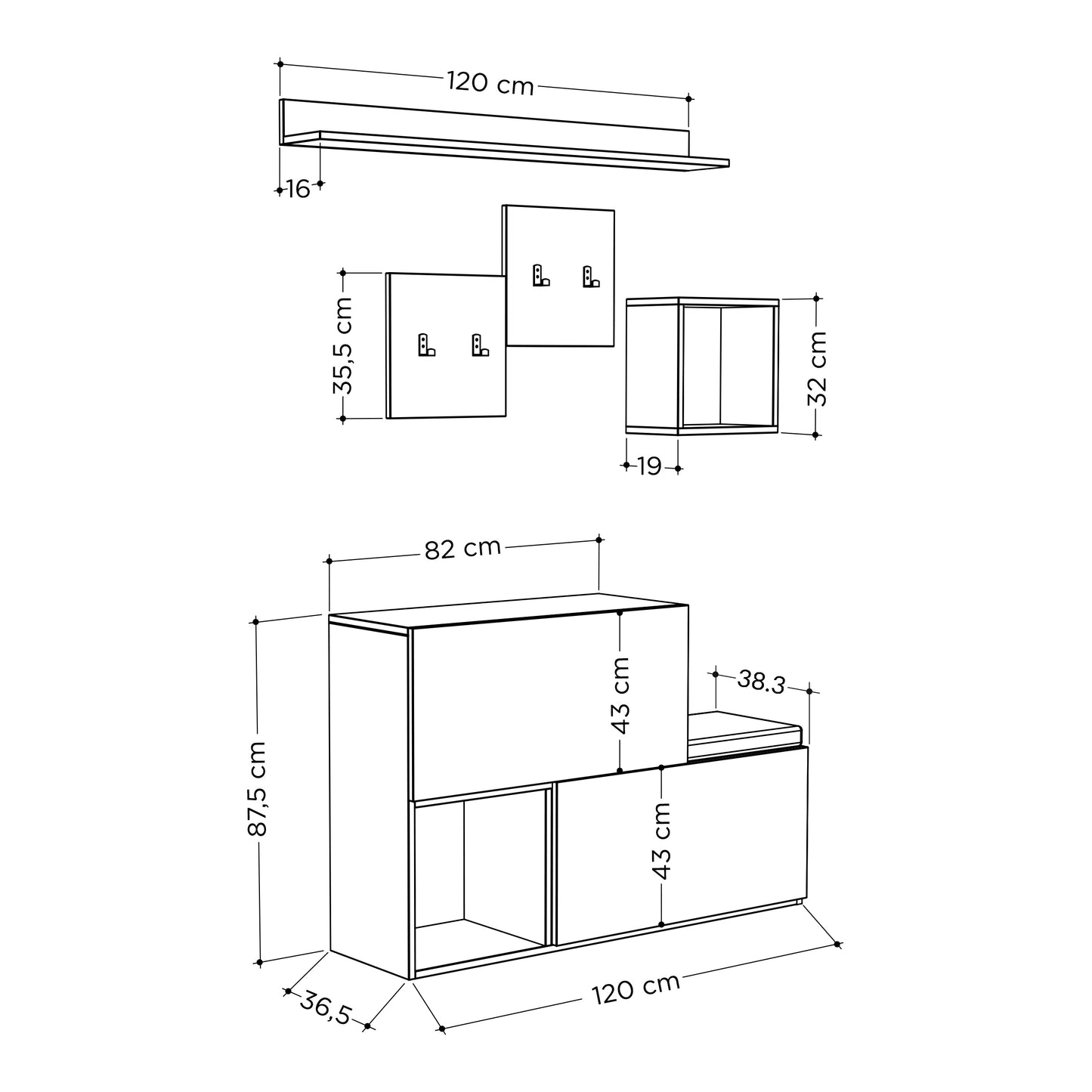 Mourah Holdon Hall Stand & Shoe Cabinet - 8 Pairs - 2 Years Warranty