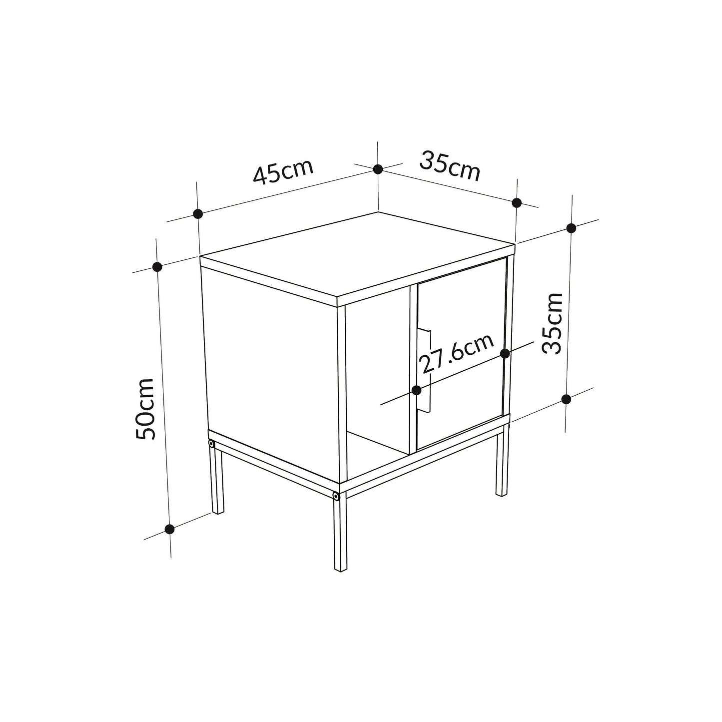 Mourah Glynn Nightstand With U Leg - 2 Years Warranty