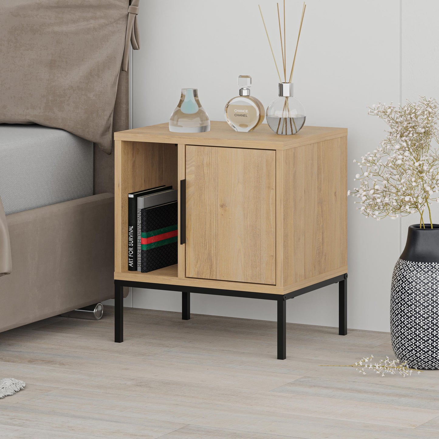 Mourah Glynn Nightstand With U Leg - 2 Years Warranty