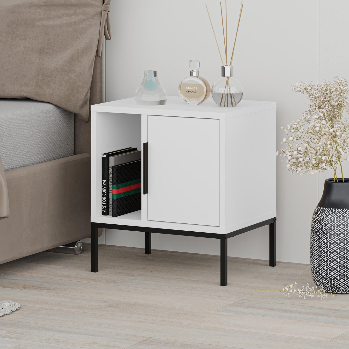 Mourah Glynn Nightstand With U Leg - 2 Years Warranty