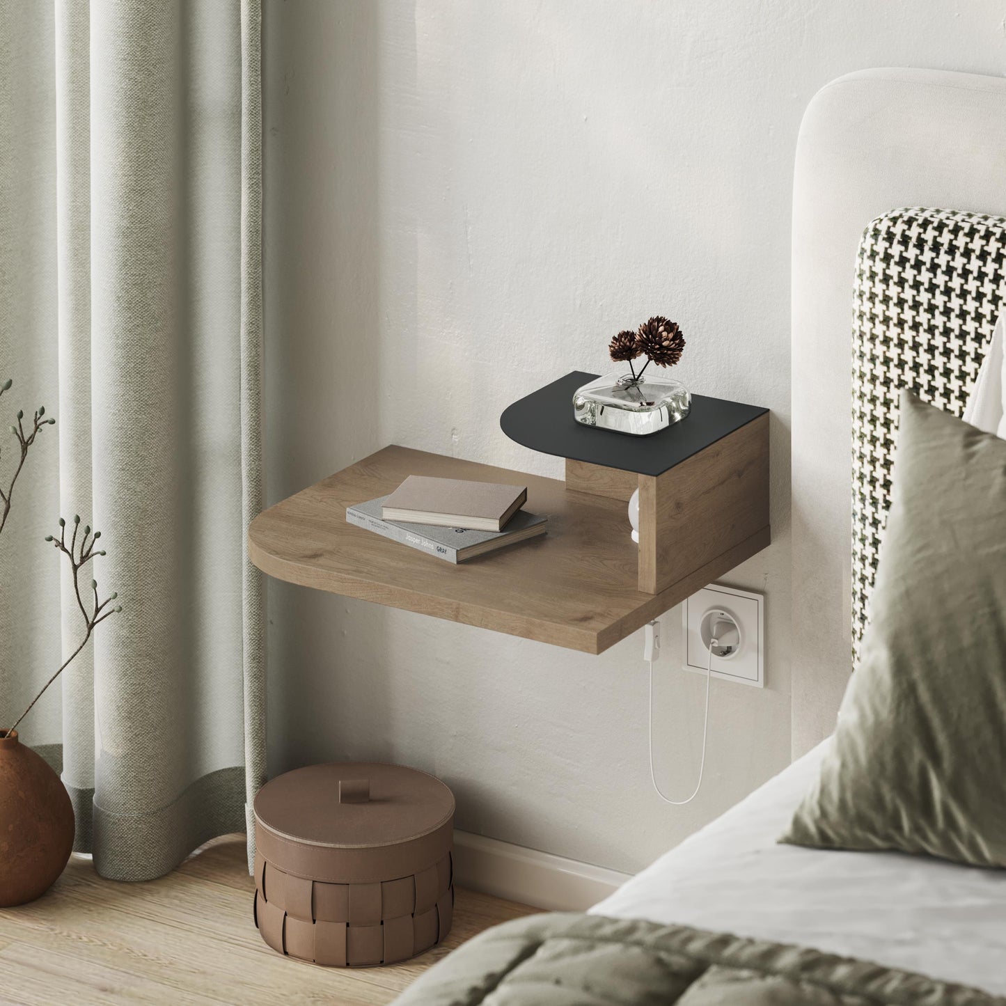 Luno Wall Mounted Nightstand - 30cm W