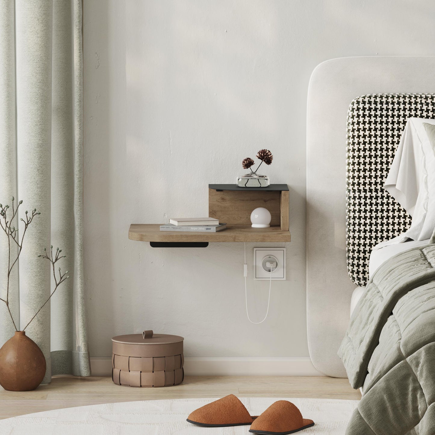 Luno Wall Mounted Nightstand - 30cm W