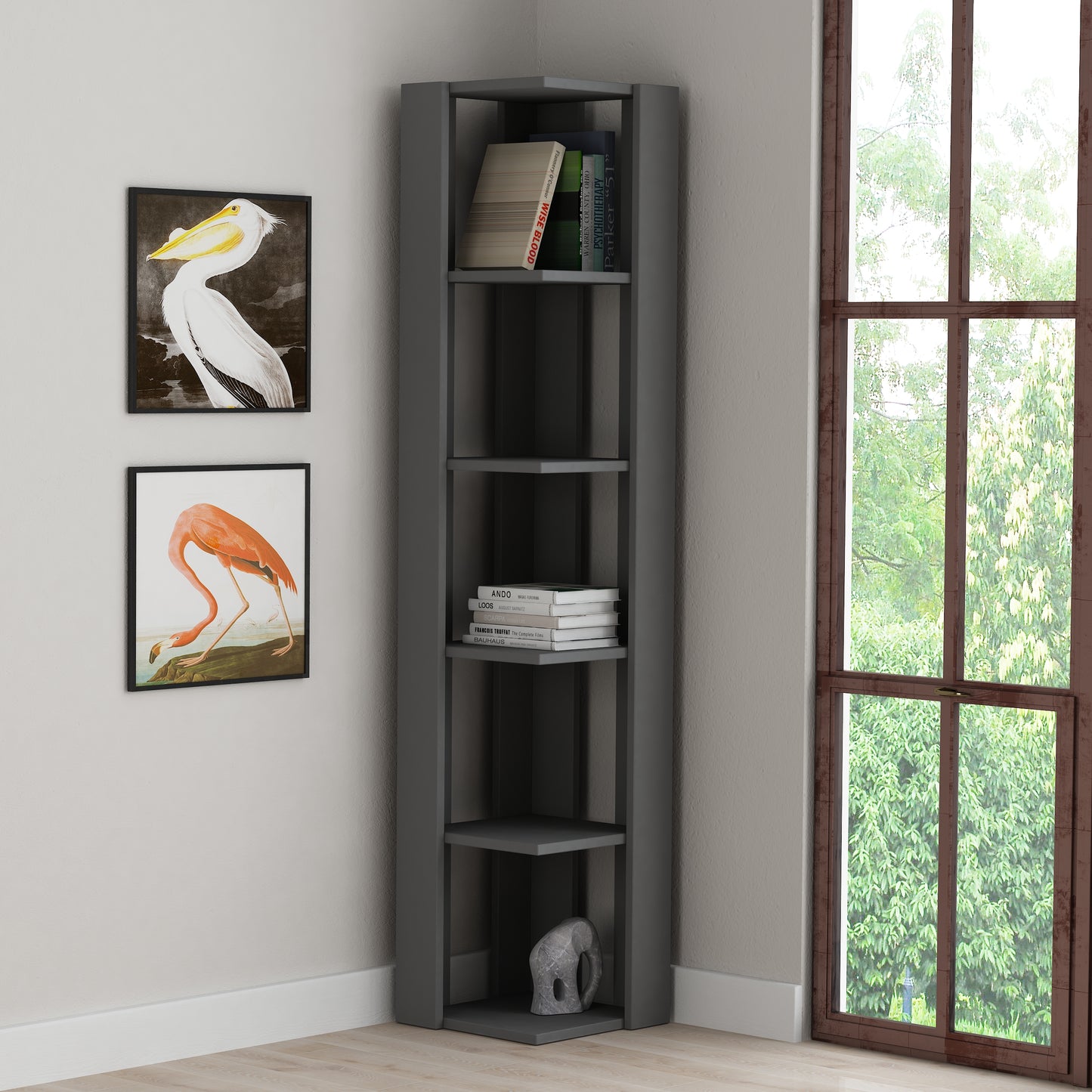 Mourah Nati Corner Bookcase - 2 Years Warranty