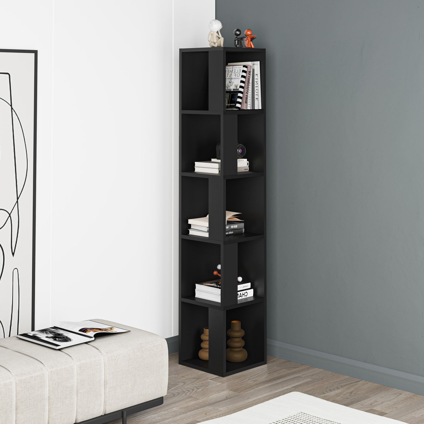 Mourah Piano Corner Bookcase - 2 Years Warranty