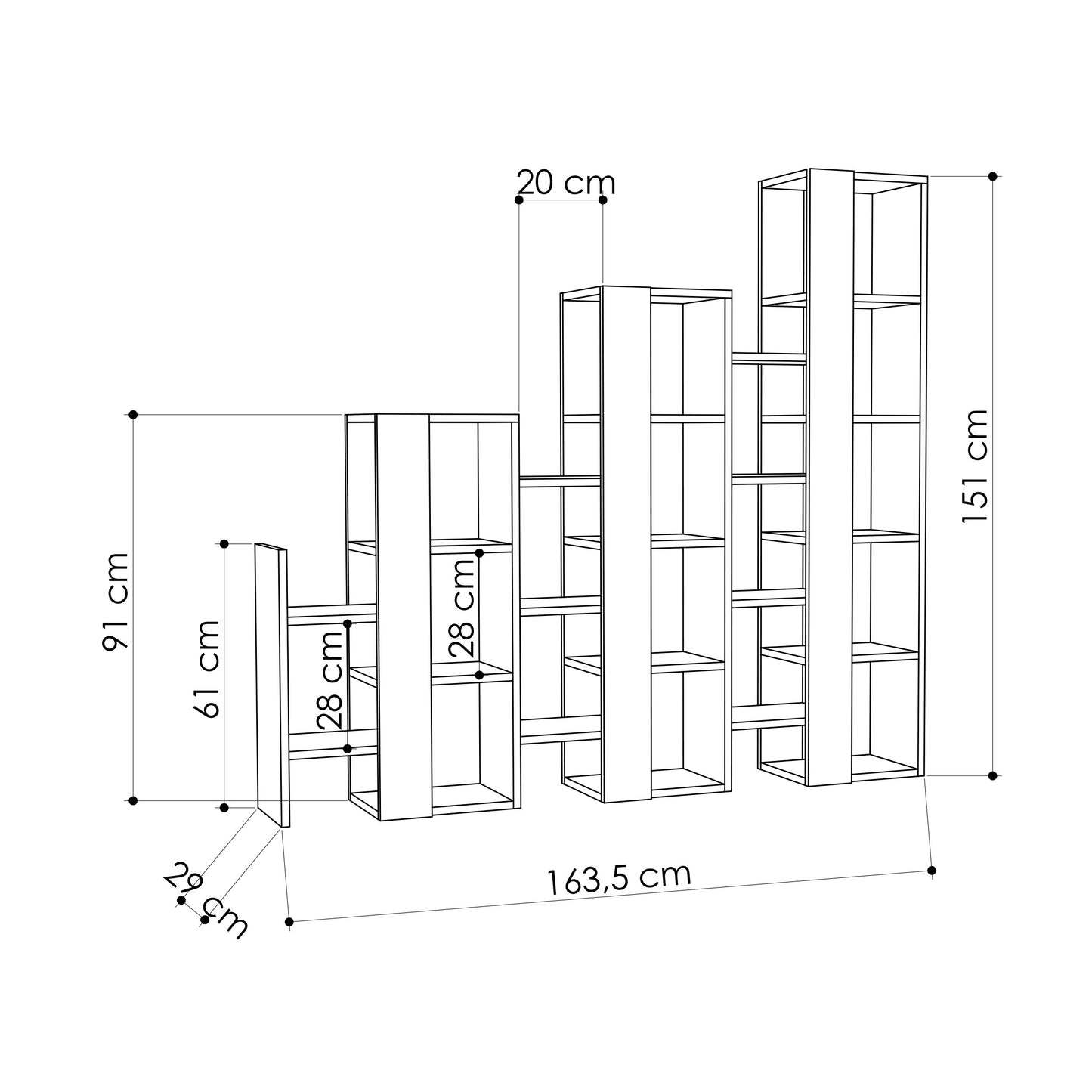 Mourah Lift Separator Bookcase - 2 Years Warranty