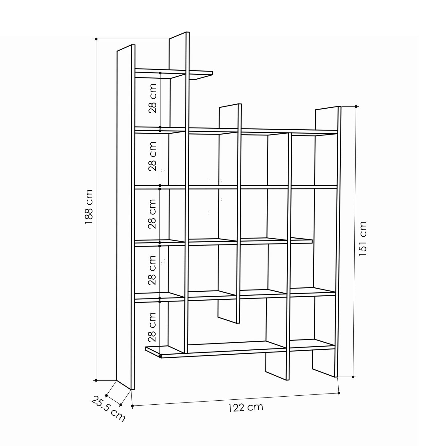 Mourah Manco Bookcase - 2 Years Warranty