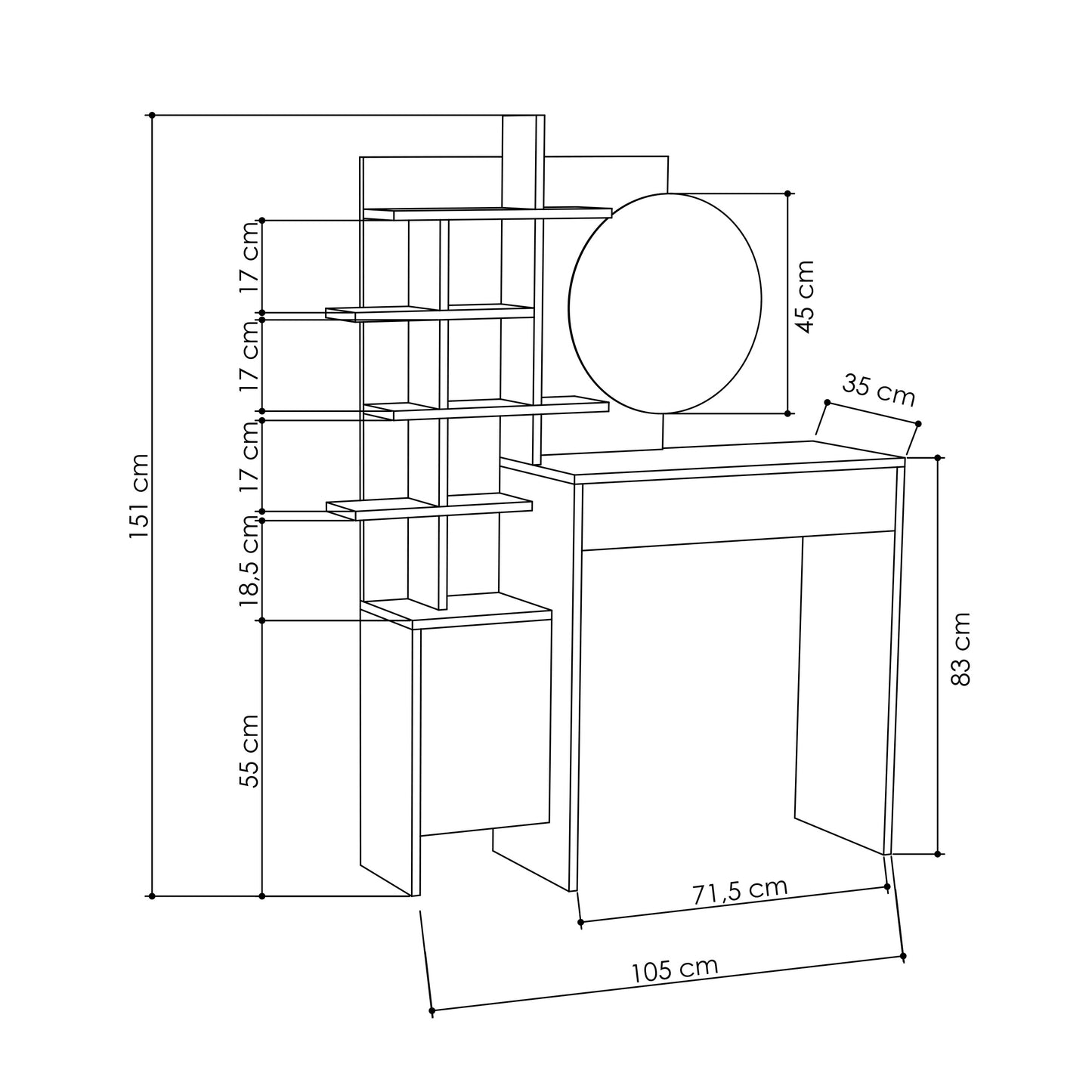 Mourah Mup Dressing Table With Storag -2 Years Warranty