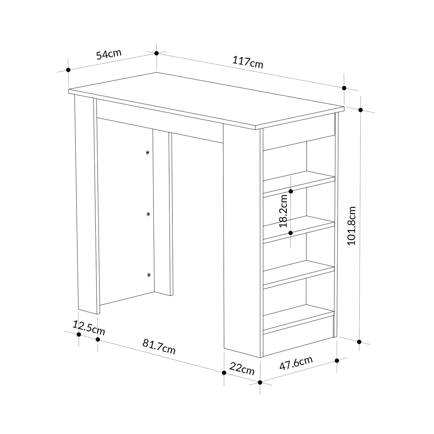 Mourah Swallow Bar Table With Storage - 2 Years Warranty