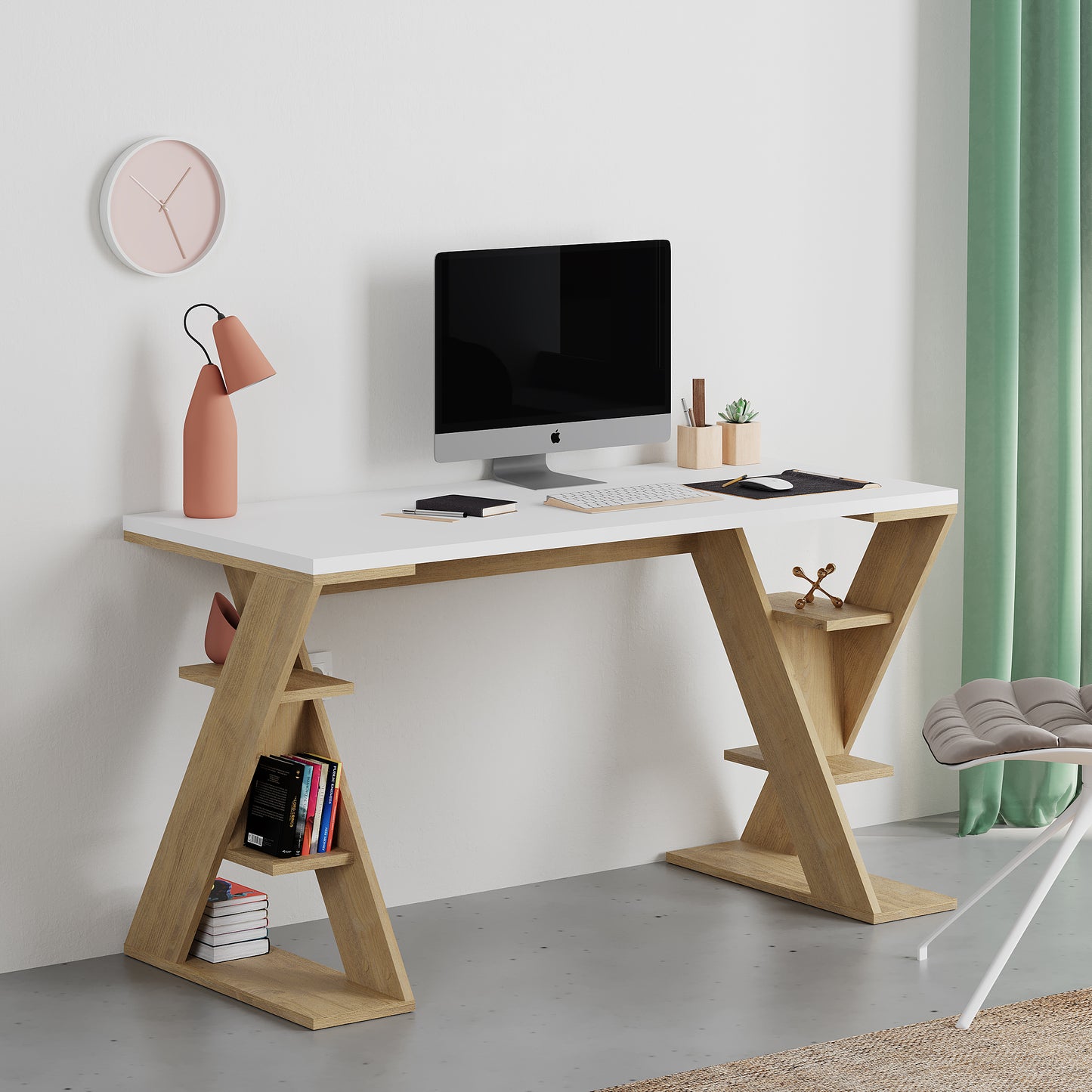Mourah Papillon Working Table With Storage - 2 Years Warranty