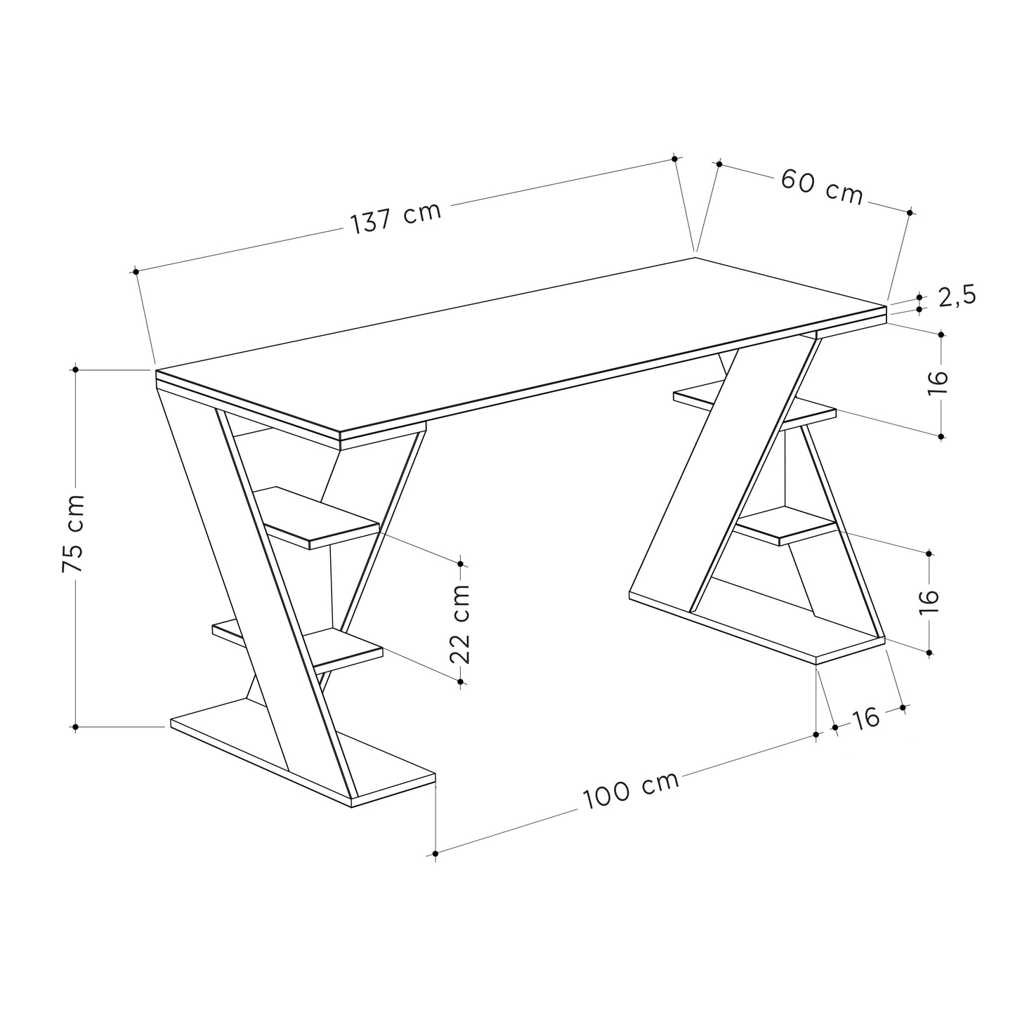 Mourah Papillon Working Table With Storage - 2 Years Warranty