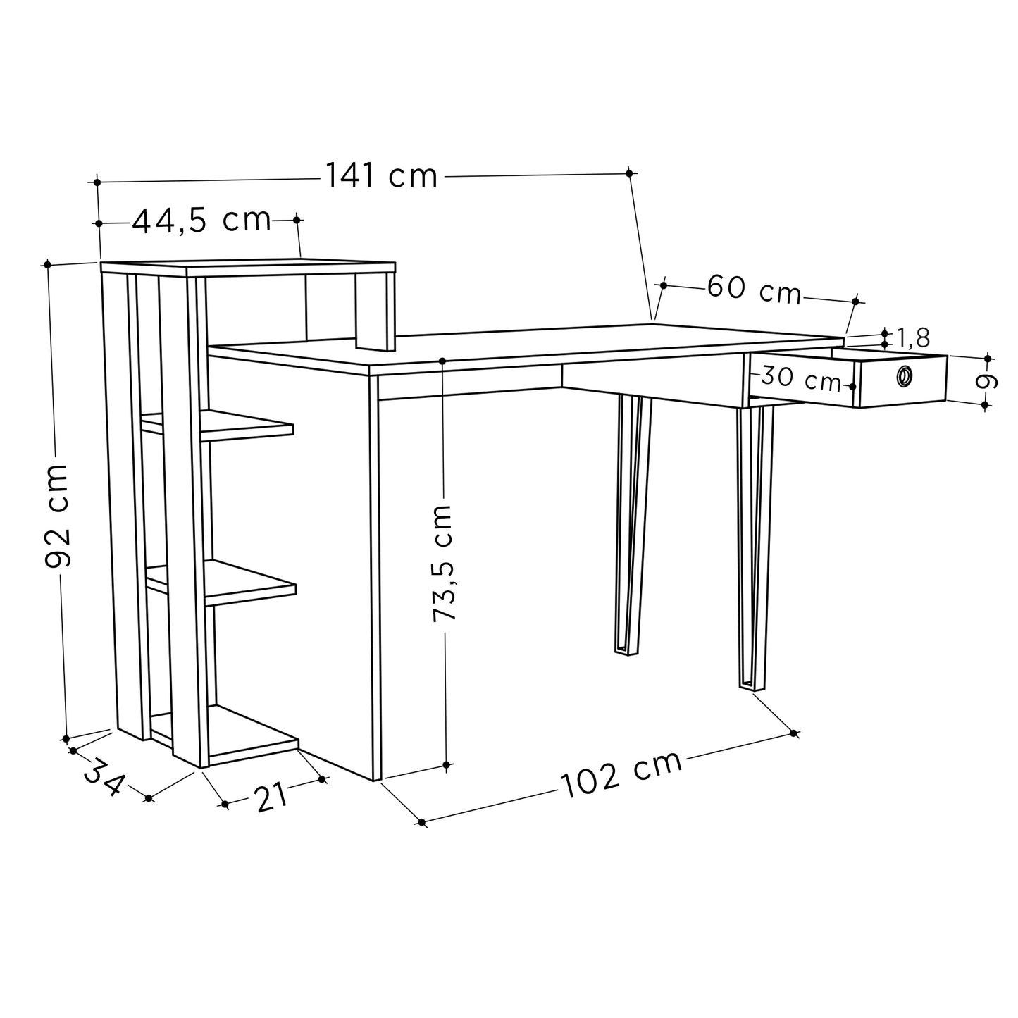 Mourah Loyd Working Table With Storage  - 2 Years Warranty