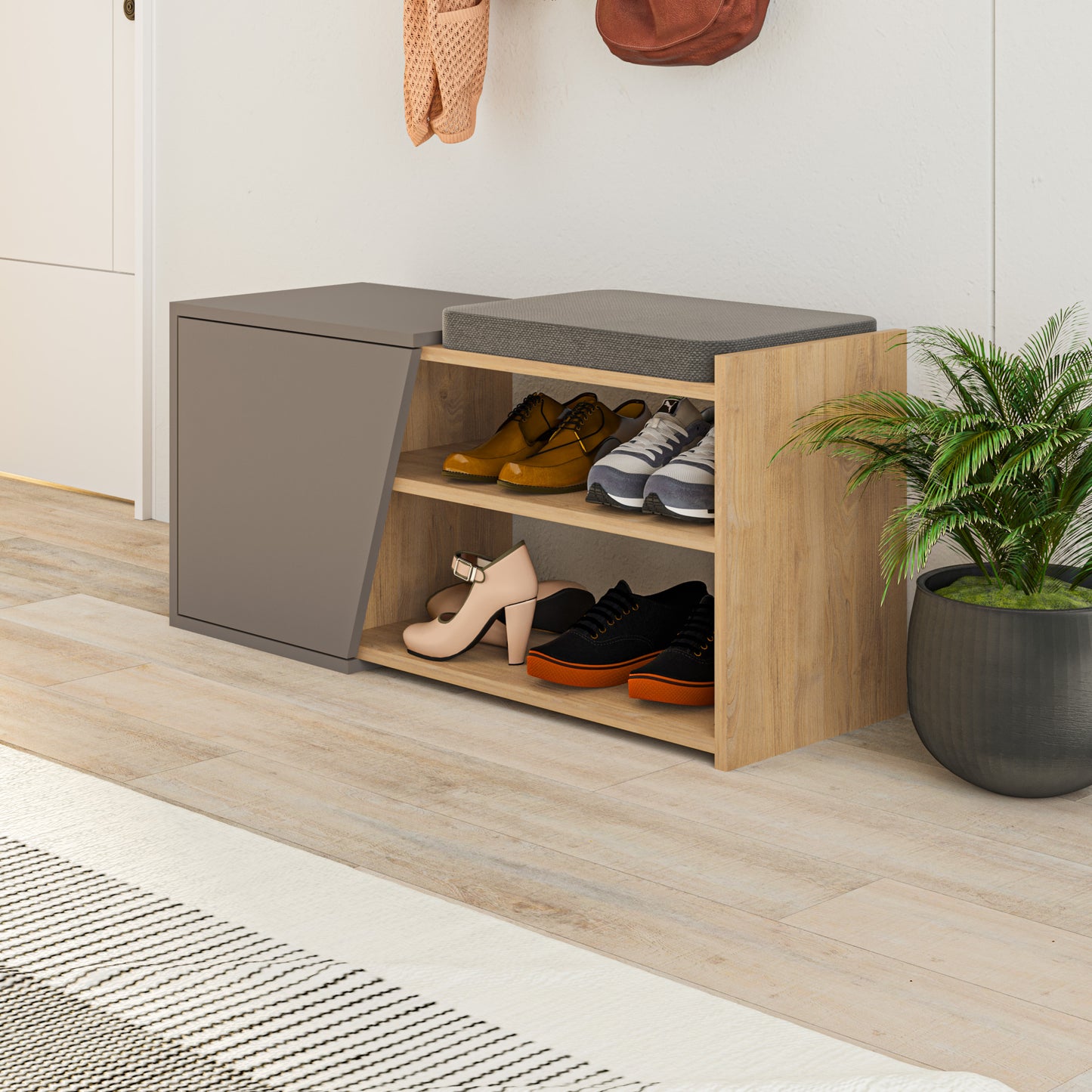 Mourah Fiona Bench & Shoe Cabinet - 8 Pairs - 2 Years Warranty