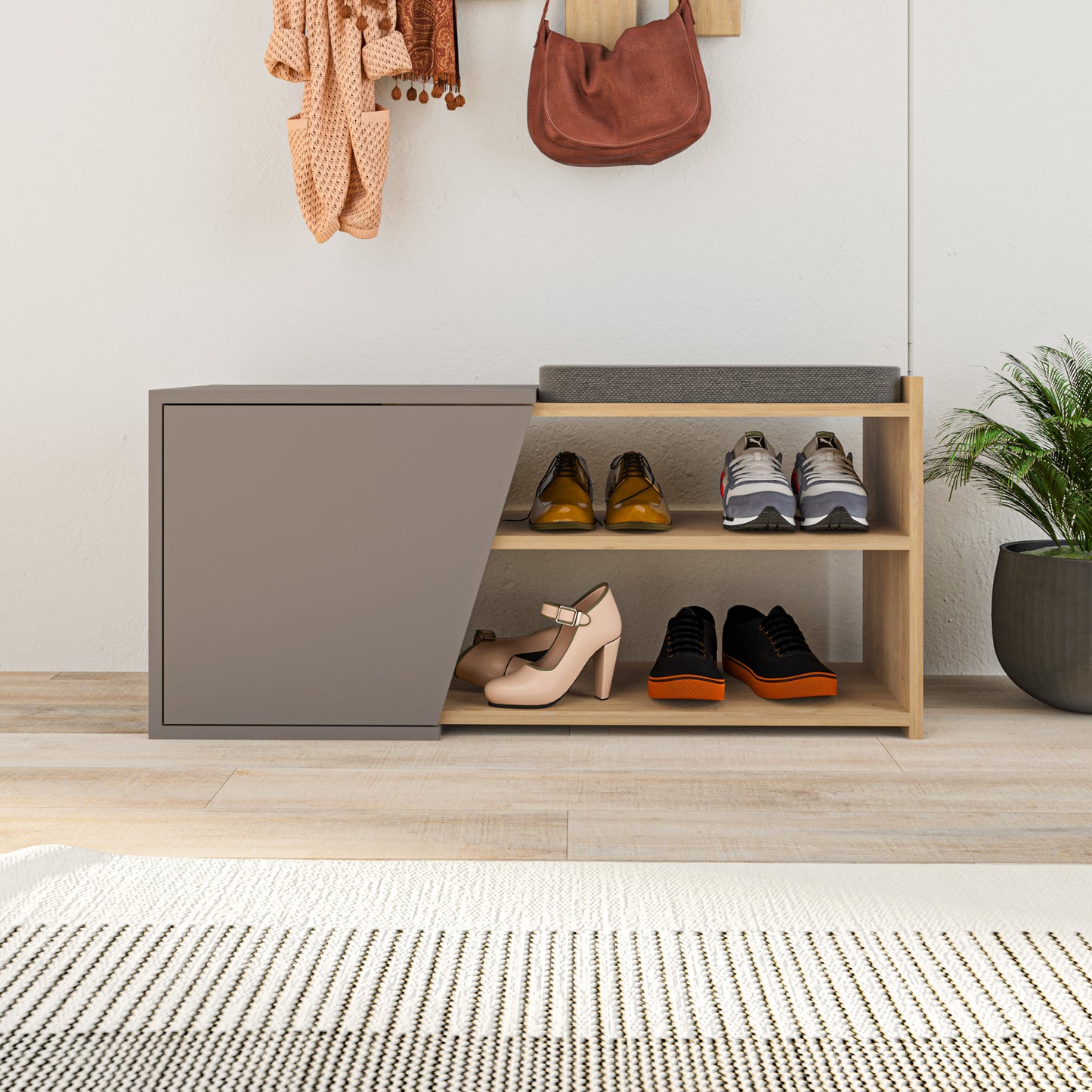 Mourah Fiona Bench & Shoe Cabinet - 8 Pairs - 2 Years Warranty
