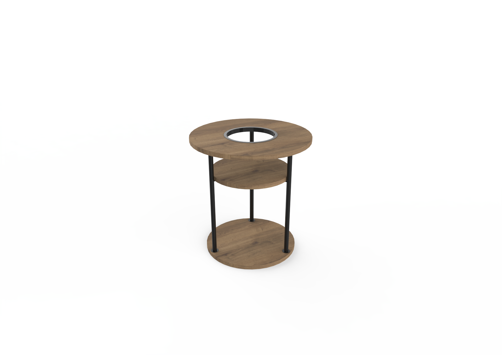 Grove Modern Round Plant Stand with Storage Shelf 50cm