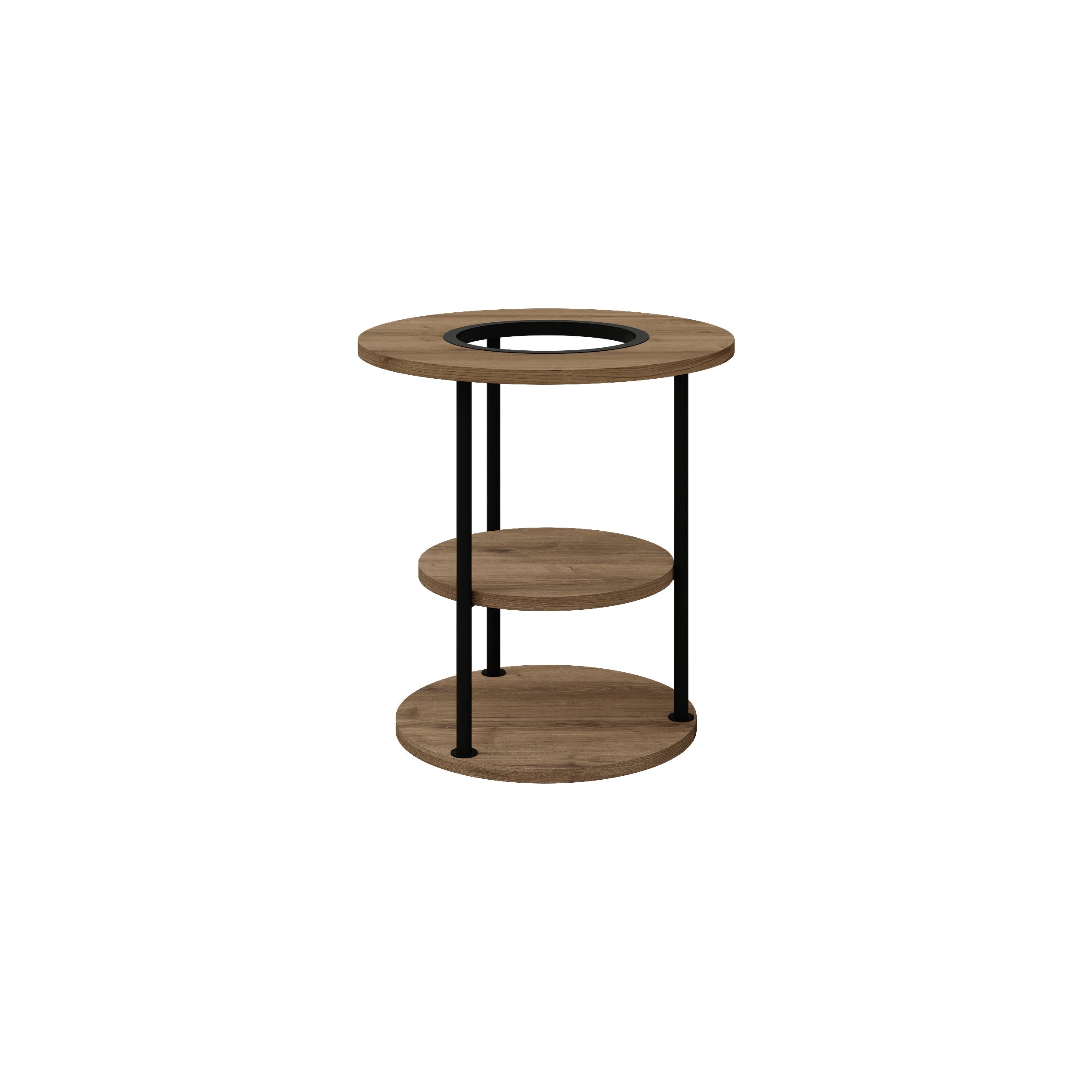 Grove Modern Round Plant Stand with Storage Shelf 50cm