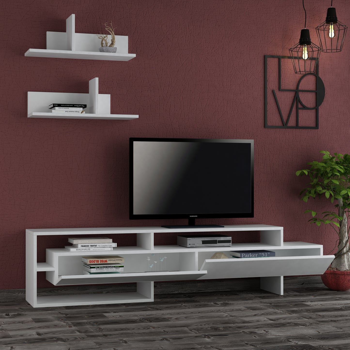 Mourah Gara TV Unit Up To 60 Inches With Storage - 2 Years Warranty