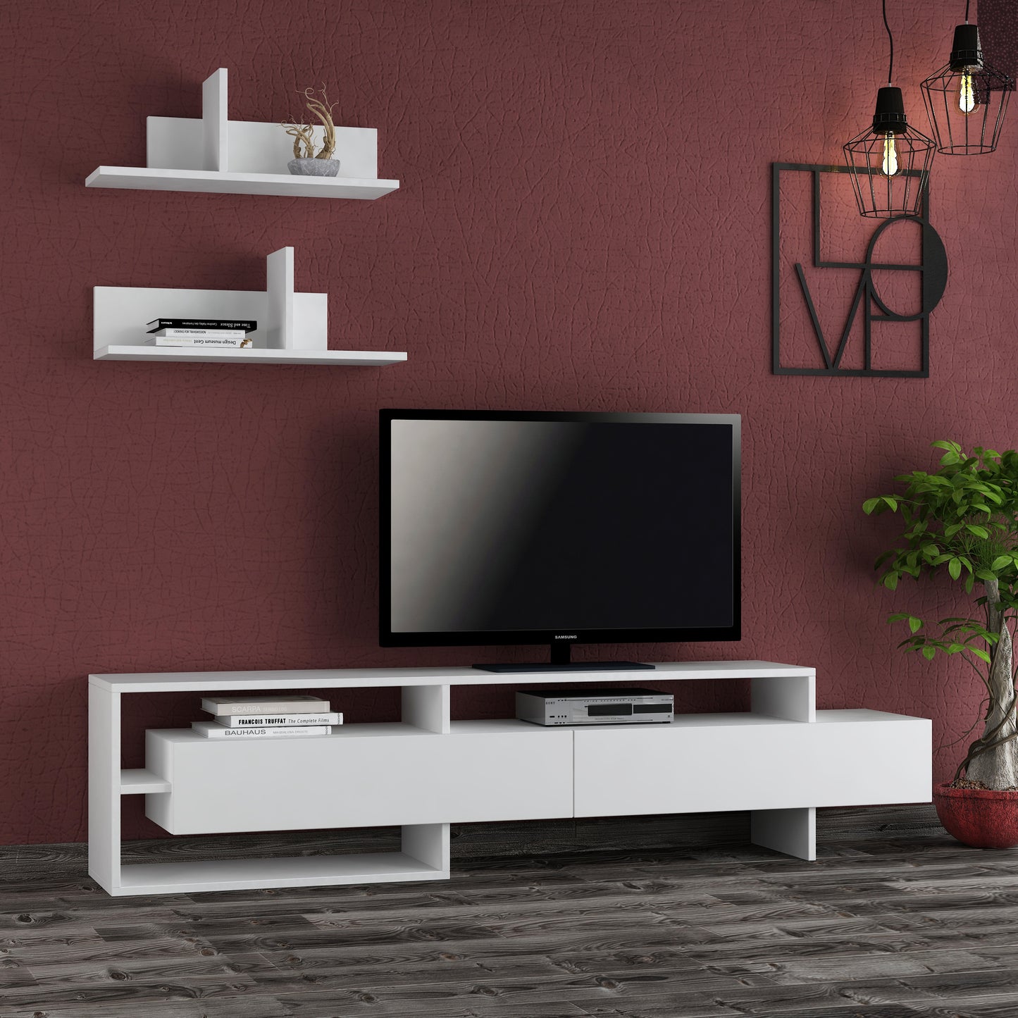 Mourah Gara TV Unit Up To 60 Inches With Storage - 2 Years Warranty