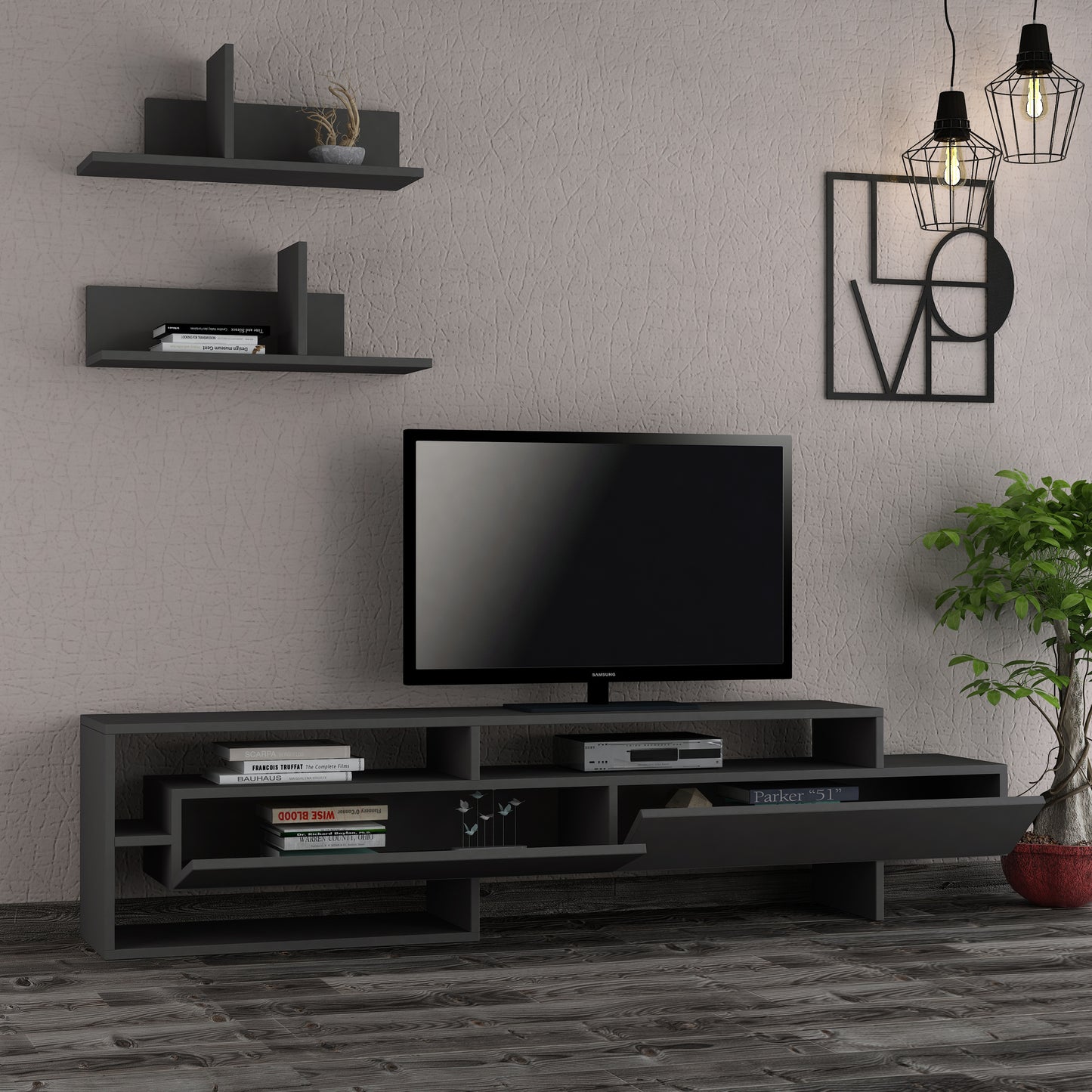 Mourah Gara TV Unit Up To 60 Inches With Storage - 2 Years Warranty