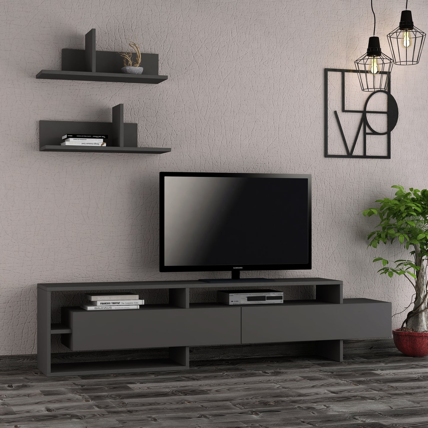 Mourah Gara TV Unit Up To 60 Inches With Storage - 2 Years Warranty