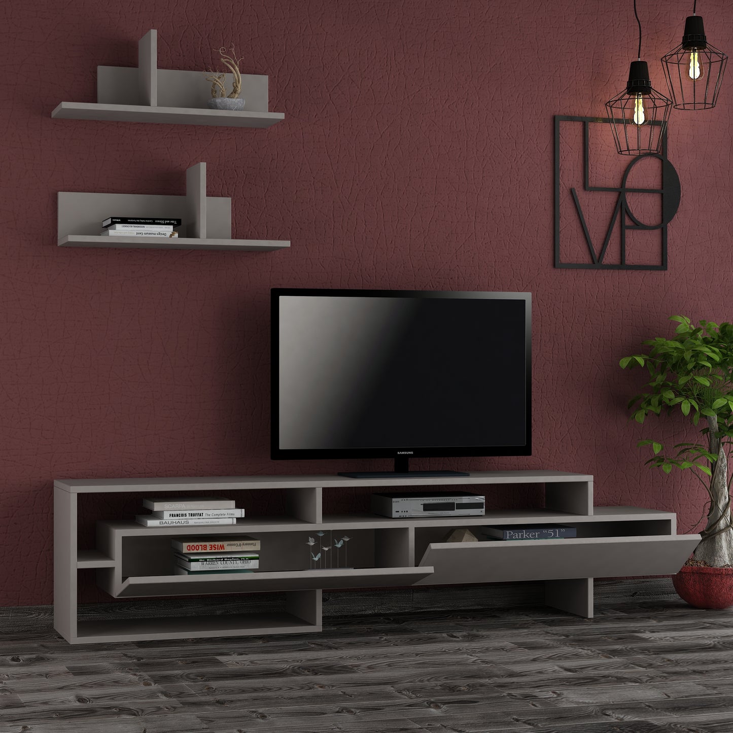 Mourah Gara TV Unit Up To 60 Inches With Storage - 2 Years Warranty