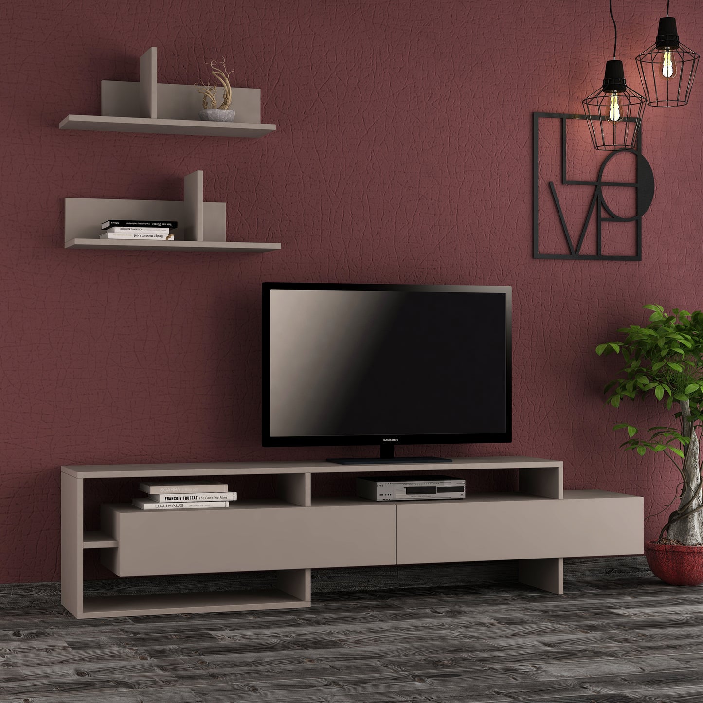 Mourah Gara TV Unit Up To 60 Inches With Storage - 2 Years Warranty