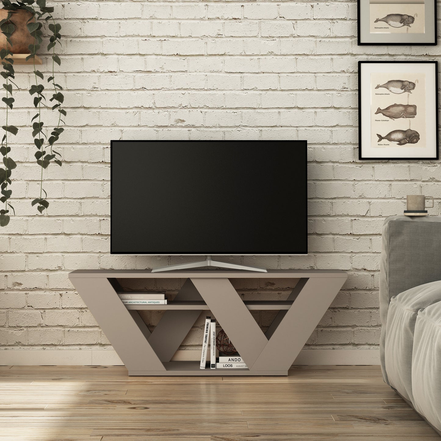 Mourah Pipralla Tv Stand Up To 43 Inches With Storage - 2 Years Warranty