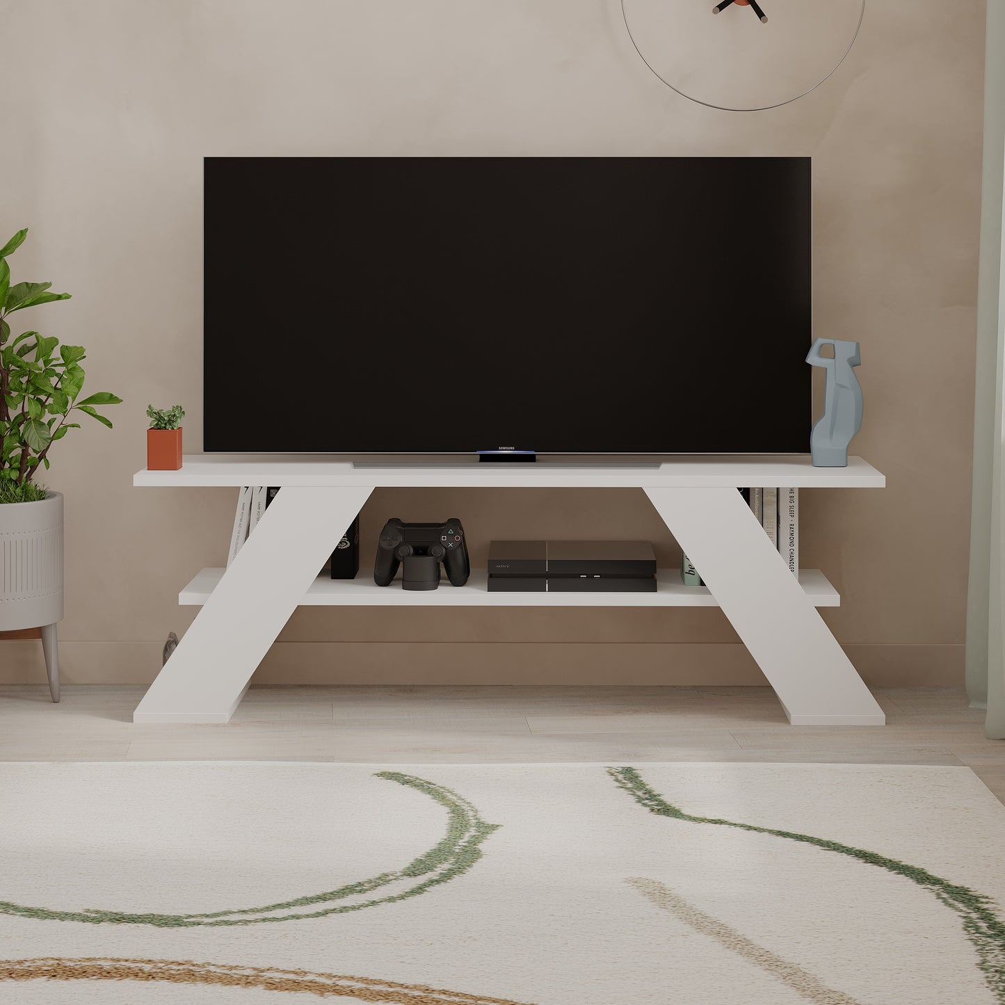 Mourah Farfalla Tv Stand Up To 50 Inches With Storage - 2 Years Warranty