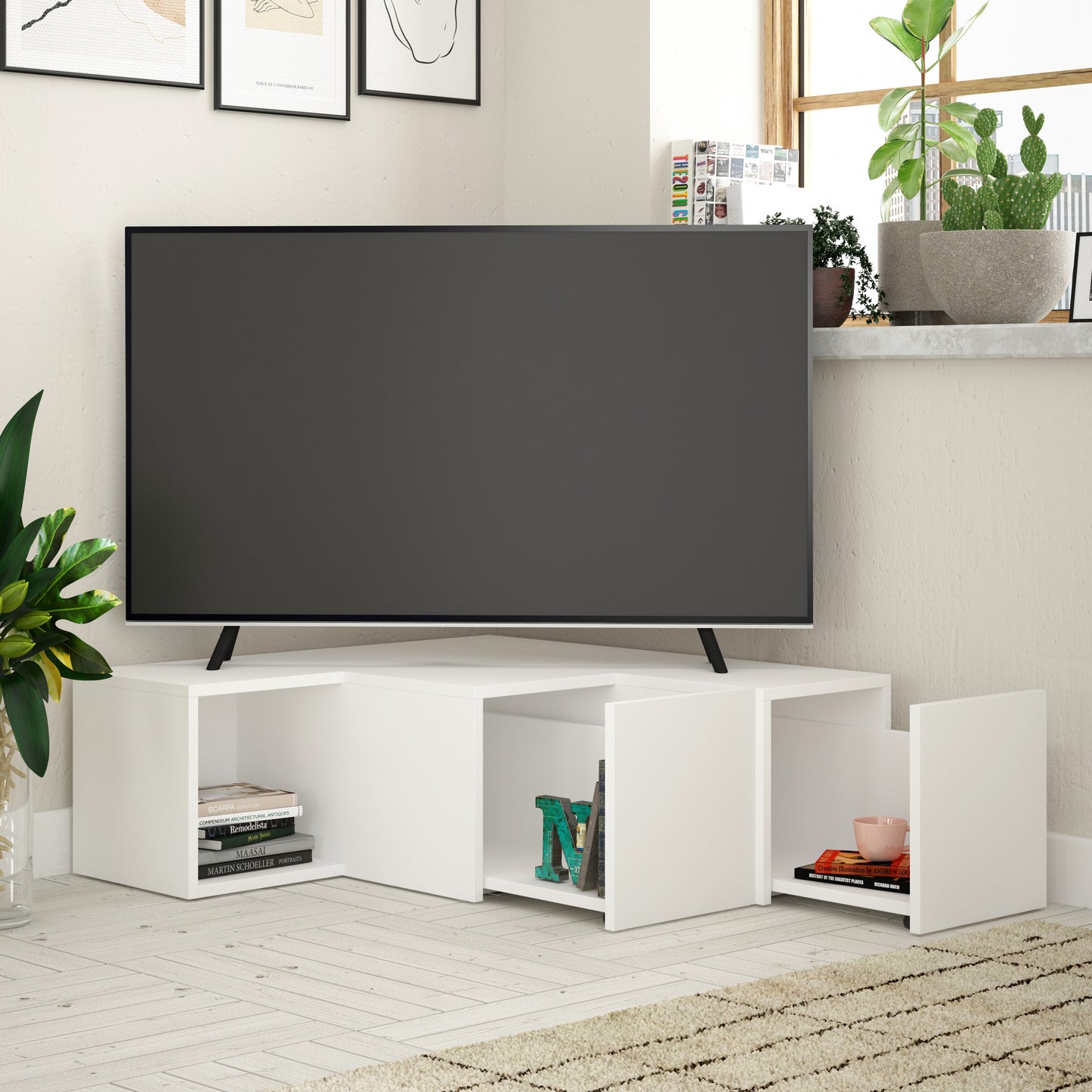 Mourah Compact Tv Stand Up To 50 Inches With Storage - 2 Years Warranty