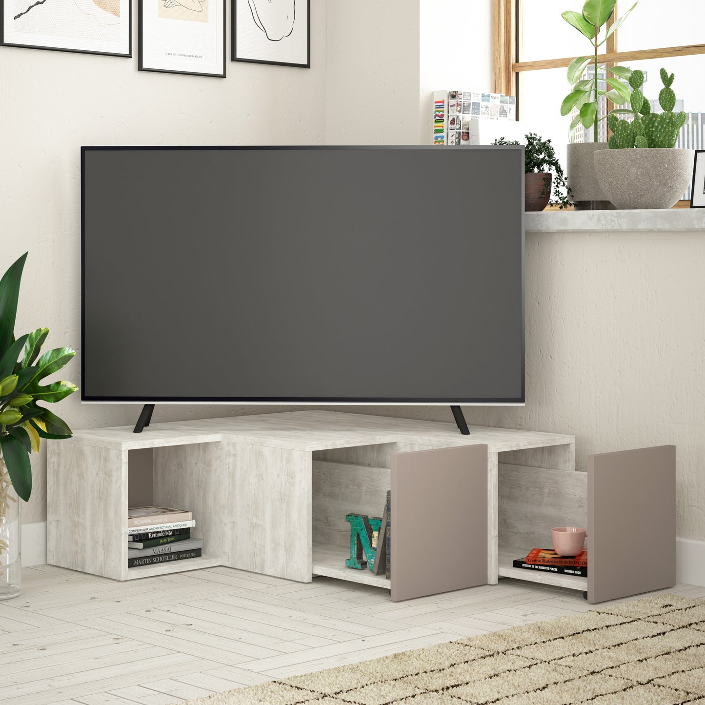 Mourah Compact Tv Stand Up To 50 Inches With Storage - 2 Years Warranty