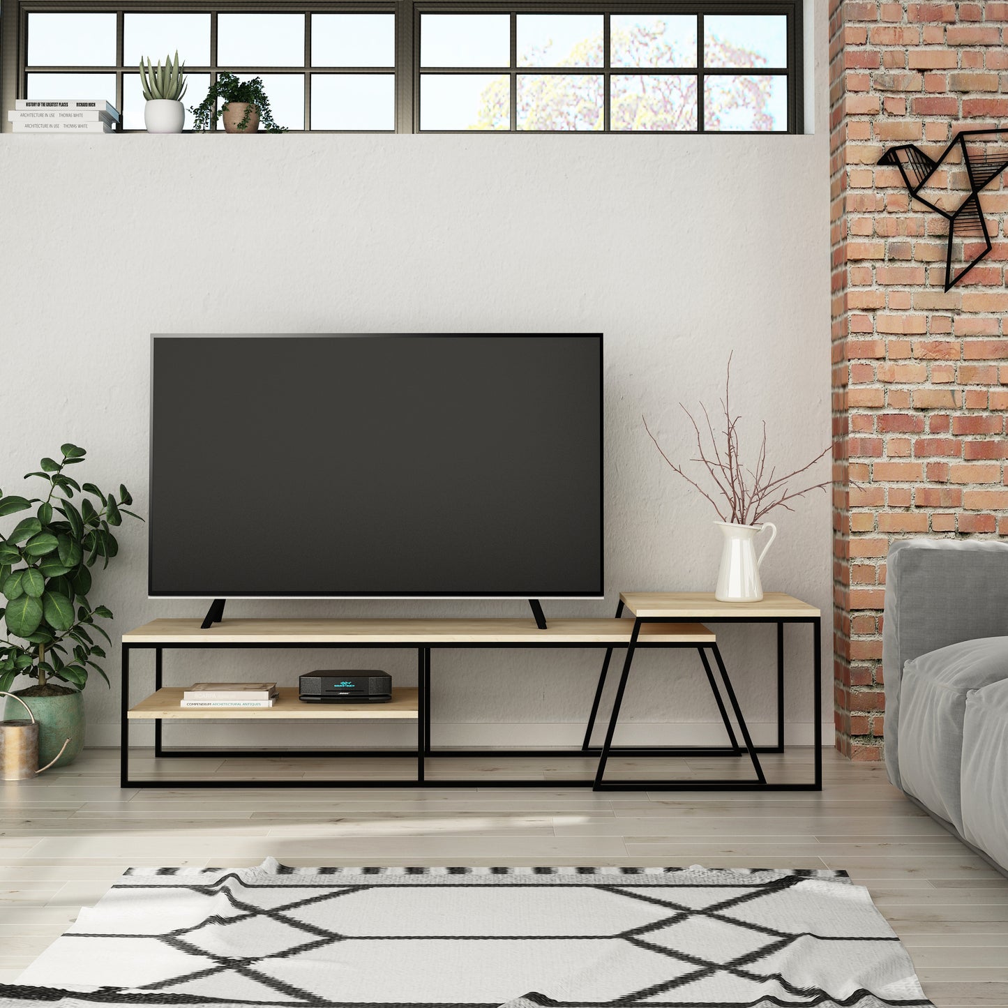 Mourah Pal Tv Stand Up To 60 Inches With Storage - 2 Years Warranty