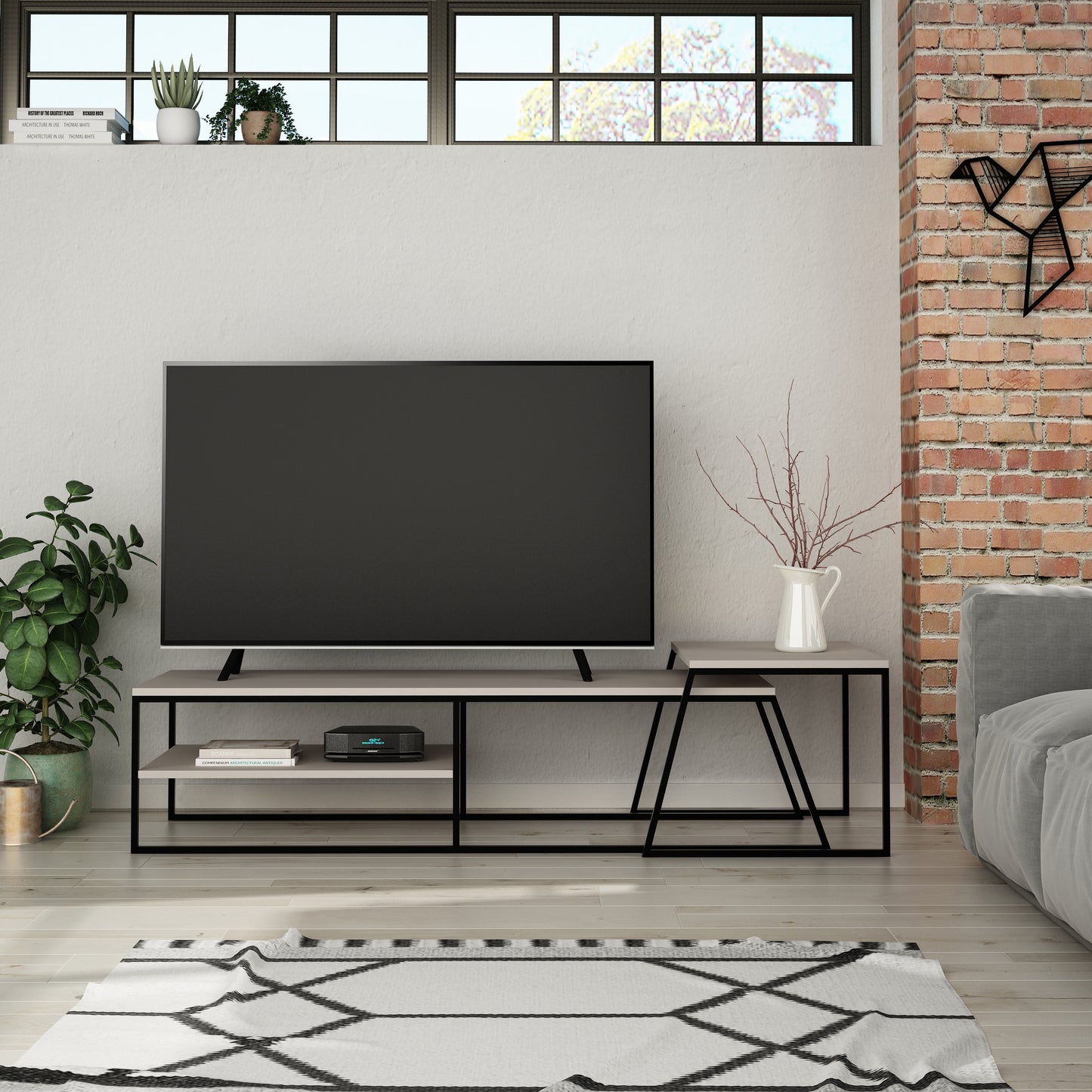 Mourah Pal Tv Stand Up To 60 Inches With Storage - 2 Years Warranty