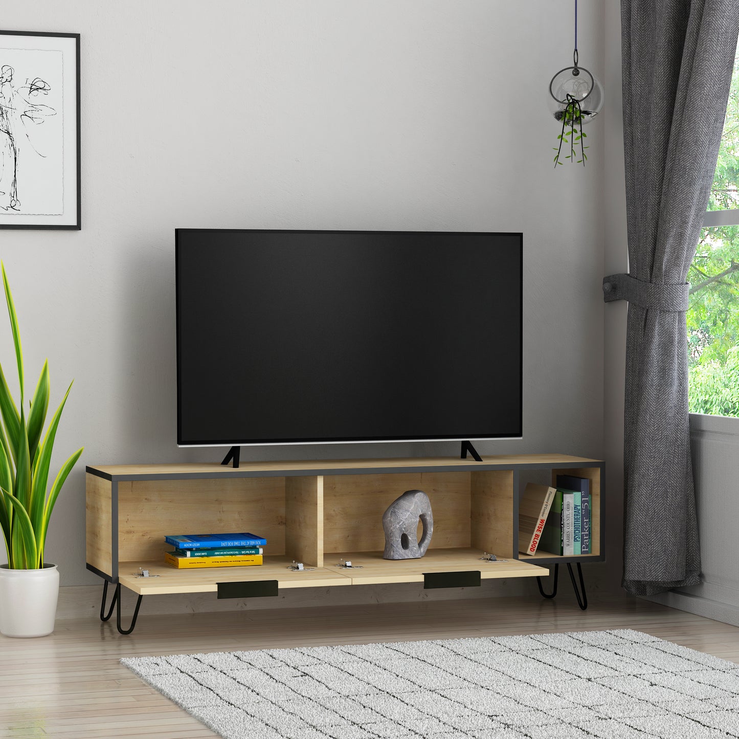 Mourah Furoki Tv Stand Up To 60 Inches With Storage - 2 Years Warranty