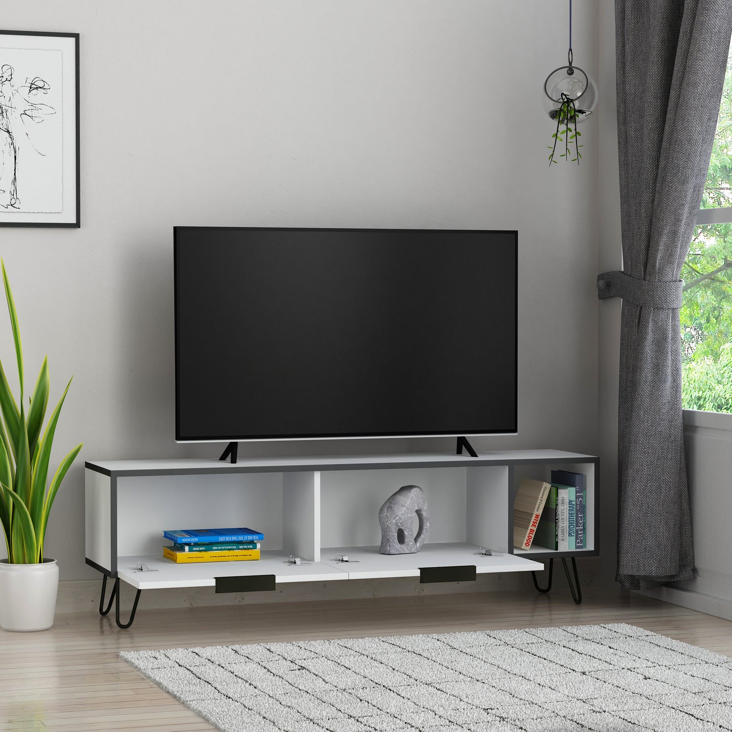 Mourah Furoki Tv Stand Up To 60 Inches With Storage - 2 Years Warranty