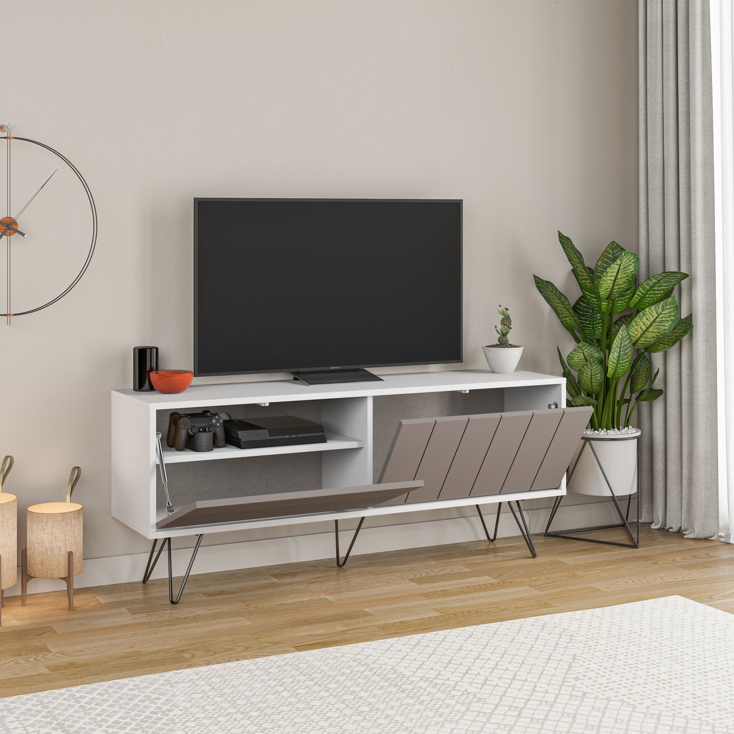 Mourah Picadilly Tv Stand Up To 55 Inches With Storage - 2 Years Warranty