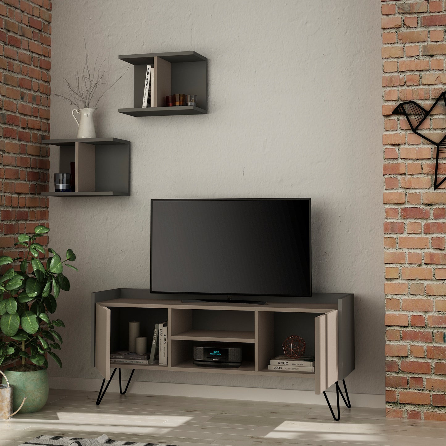 Mourah Klappe Tv Unit Up To 50 Inches With Storage - 2 Years Warranty