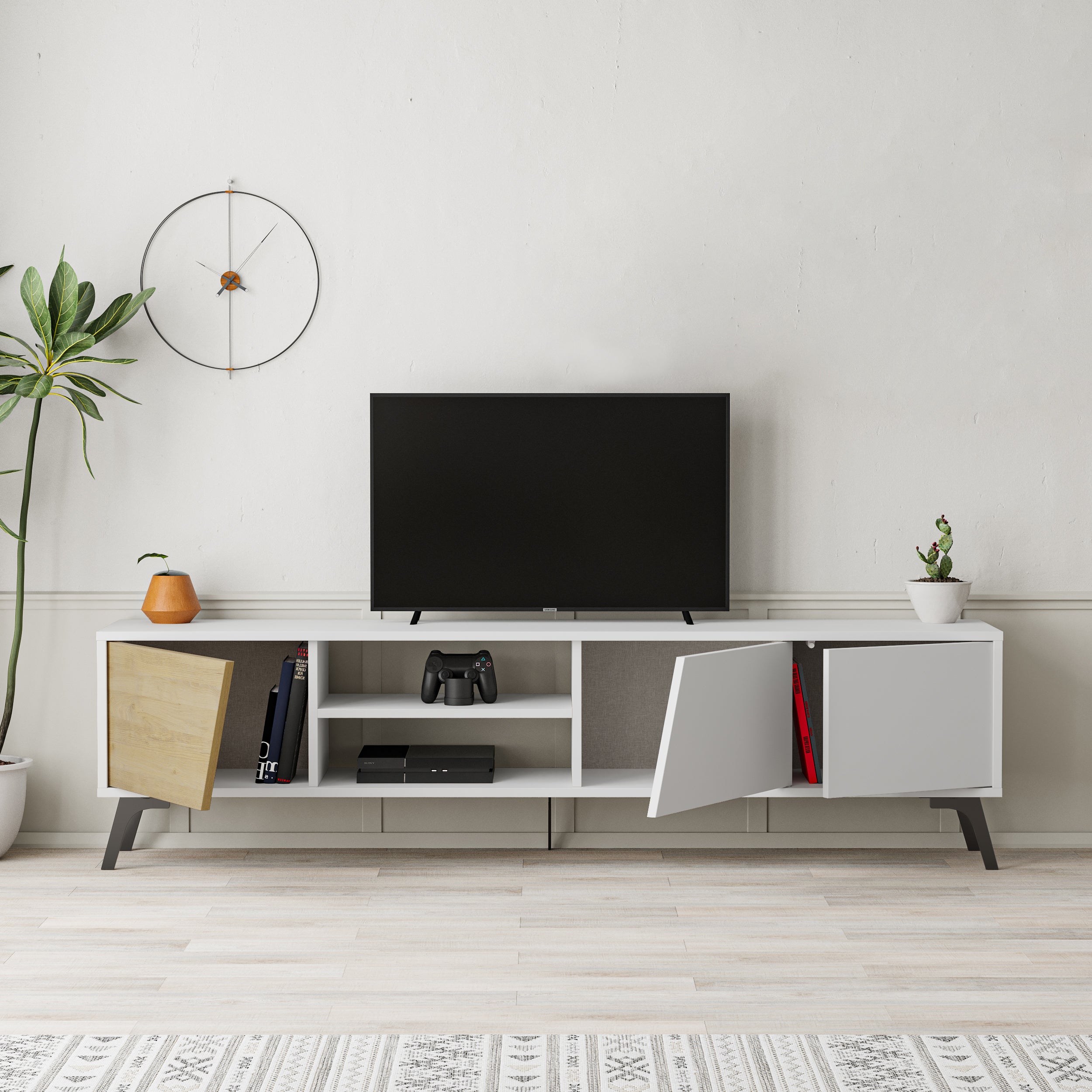 Mourah Fiona Tv Stand Up To 70 Inches With Storage - 2 Years Warranty