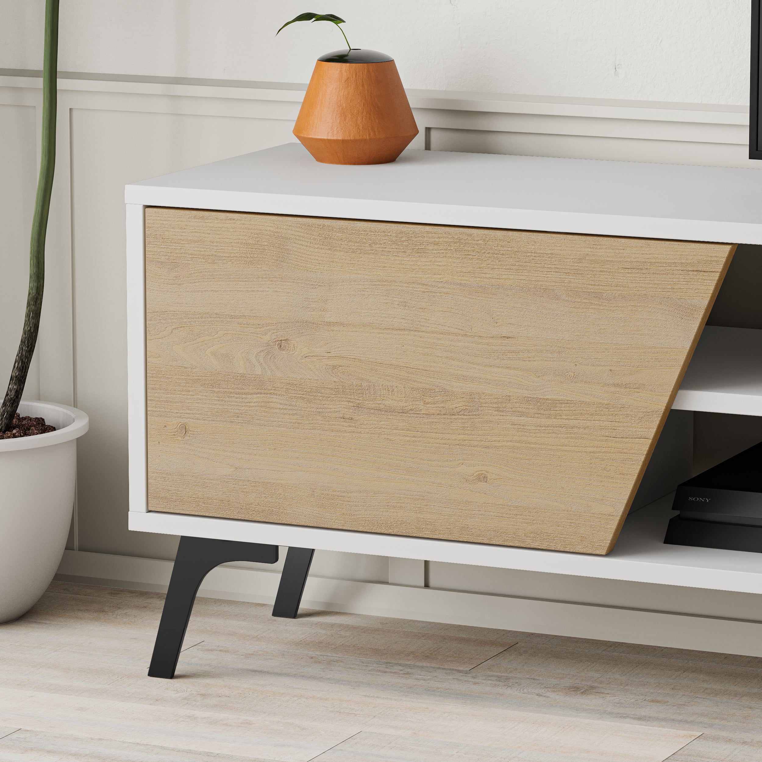 Mourah Fiona Tv Stand Up To 70 Inches With Storage - 2 Years Warranty