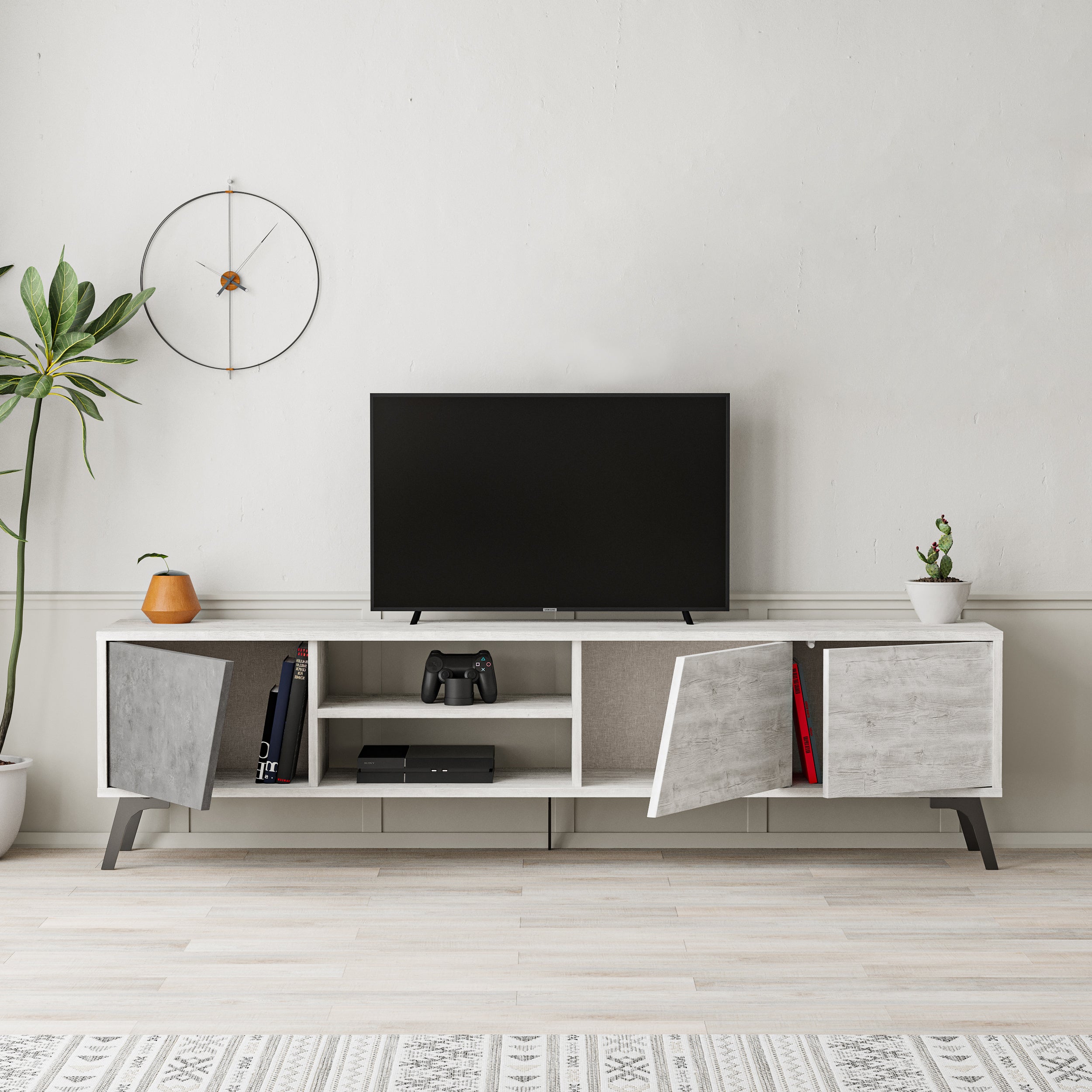 Mourah Fiona Tv Stand Up To 70 Inches With Storage - 2 Years Warranty
