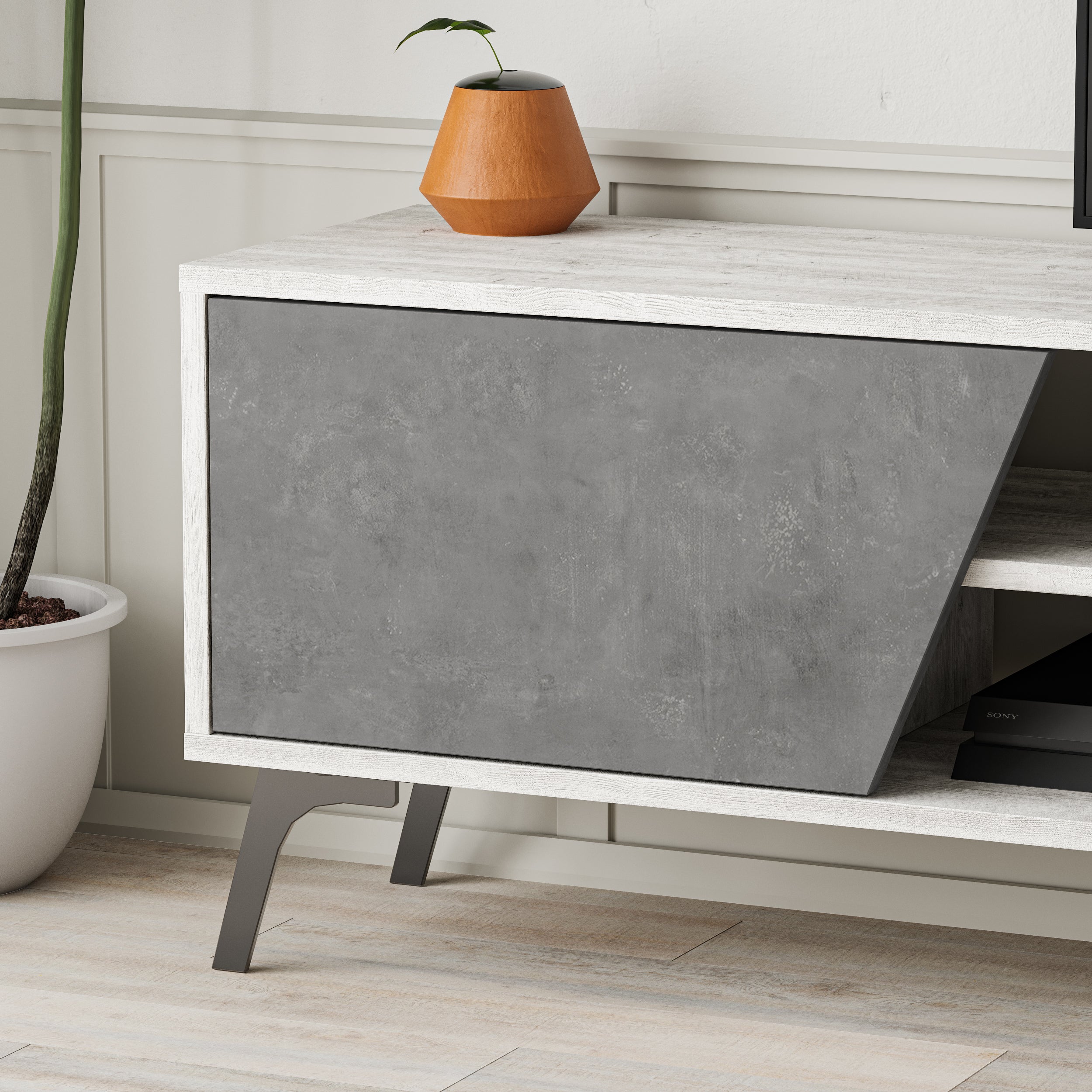 Mourah Fiona Tv Stand Up To 70 Inches With Storage - 2 Years Warranty
